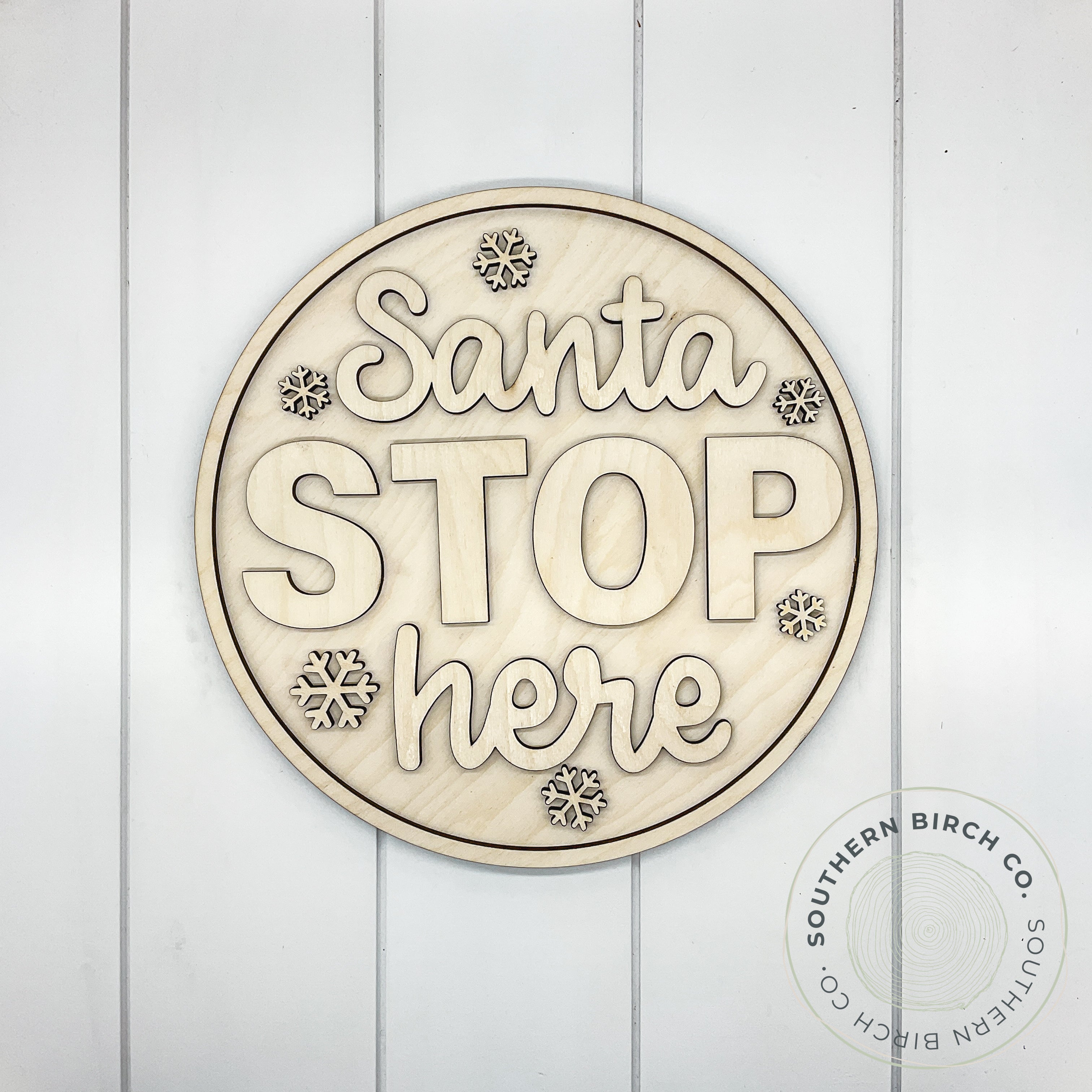 Santa Stop Here 3D Round Blank