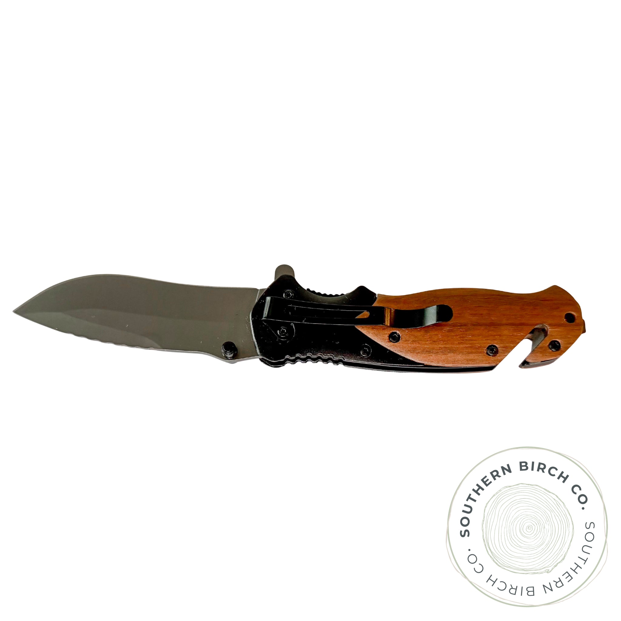 Walnut Wood Handled Knife (Black Handle)