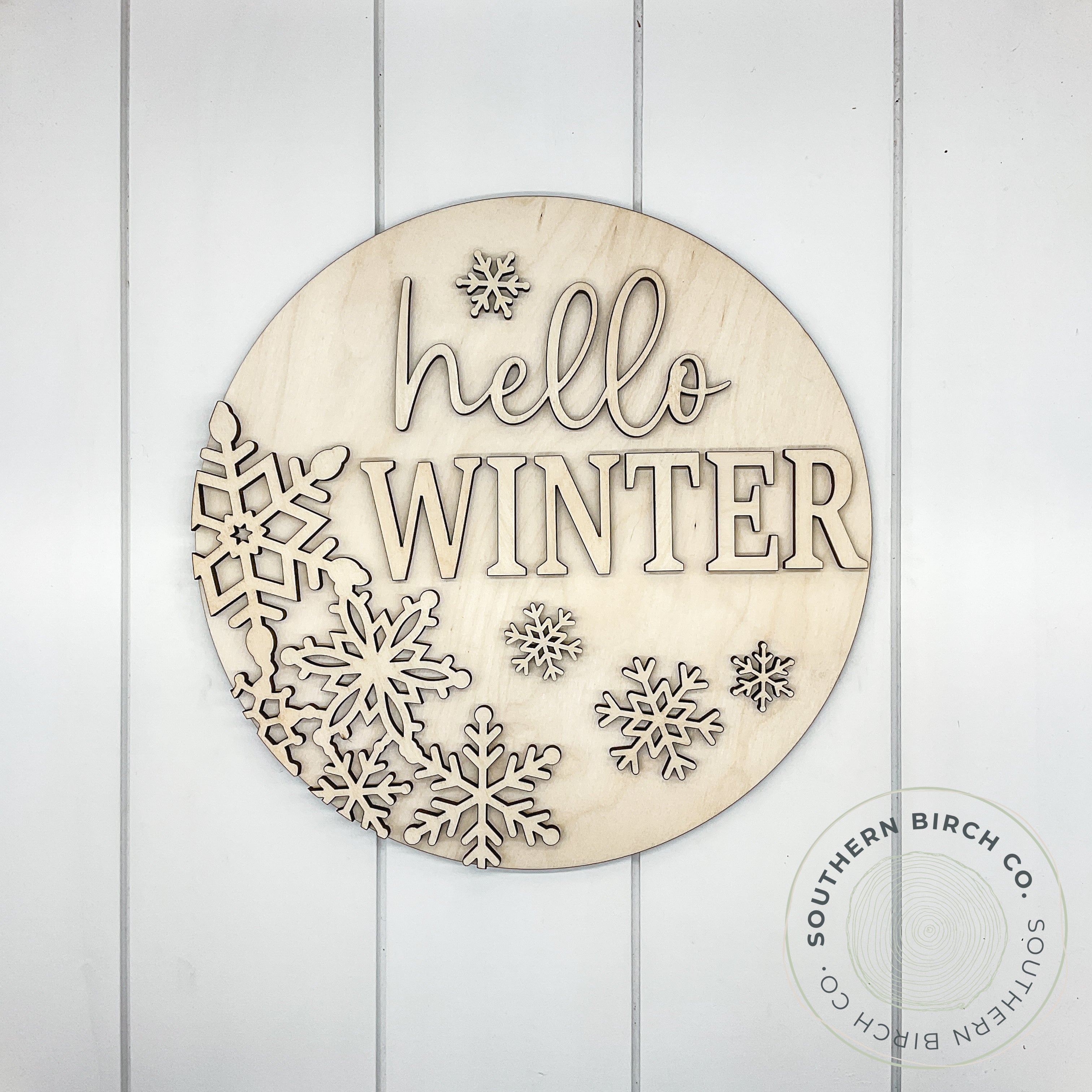 Hello Winter 3D Round Blank