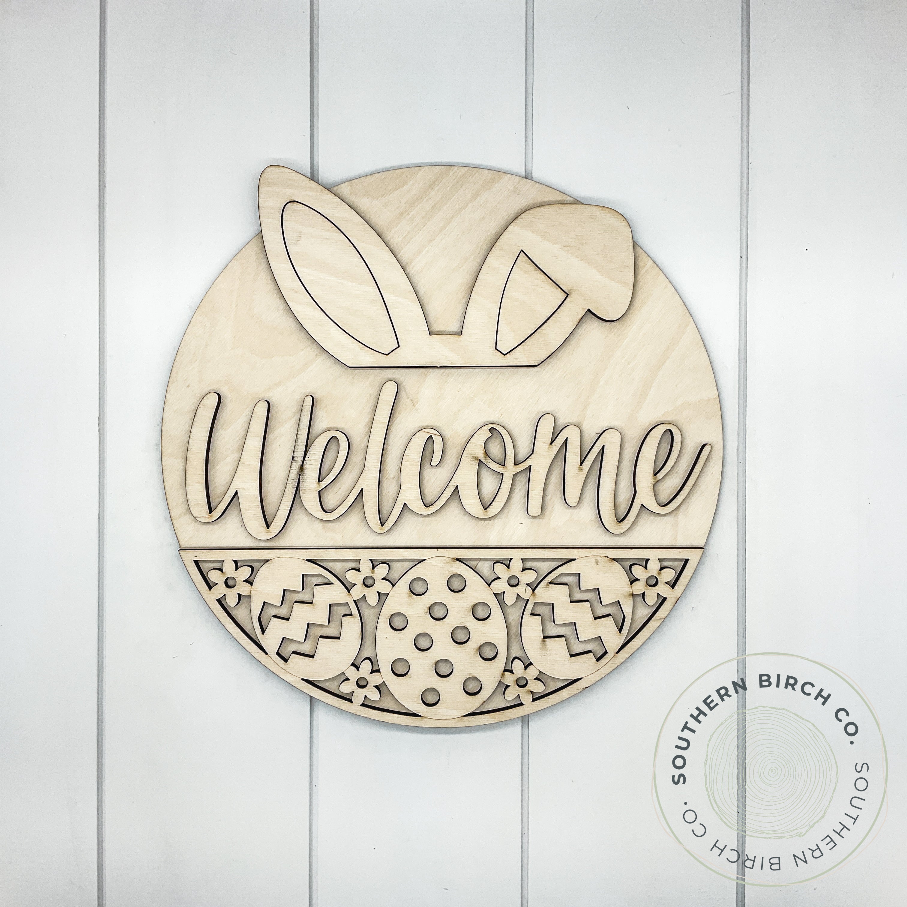 Welcome 3D Round Blank (Bunny Ears)