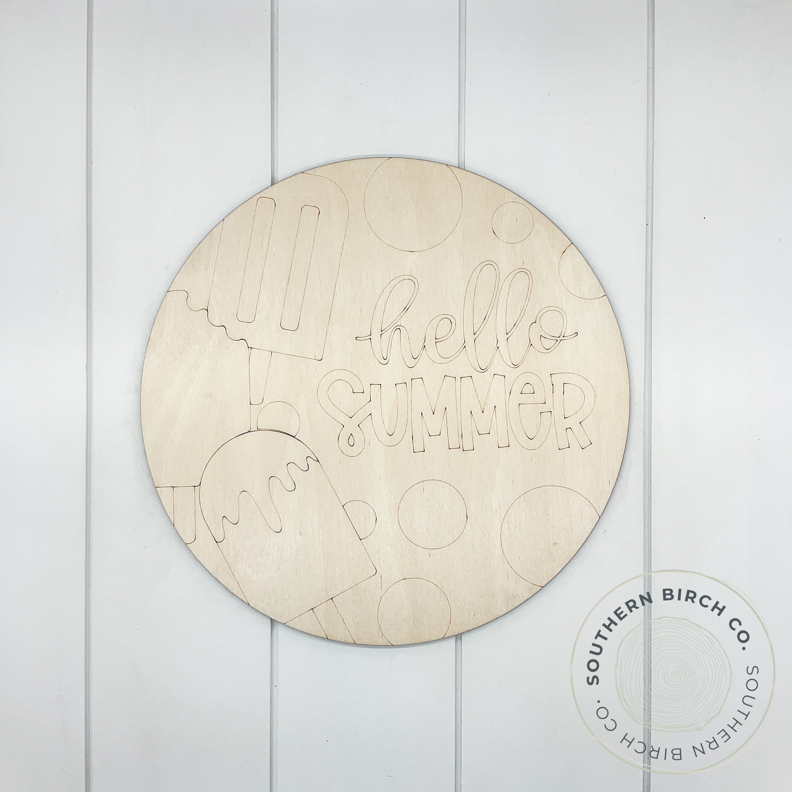 Popsicle Etched Round Blank (Hello Summer)