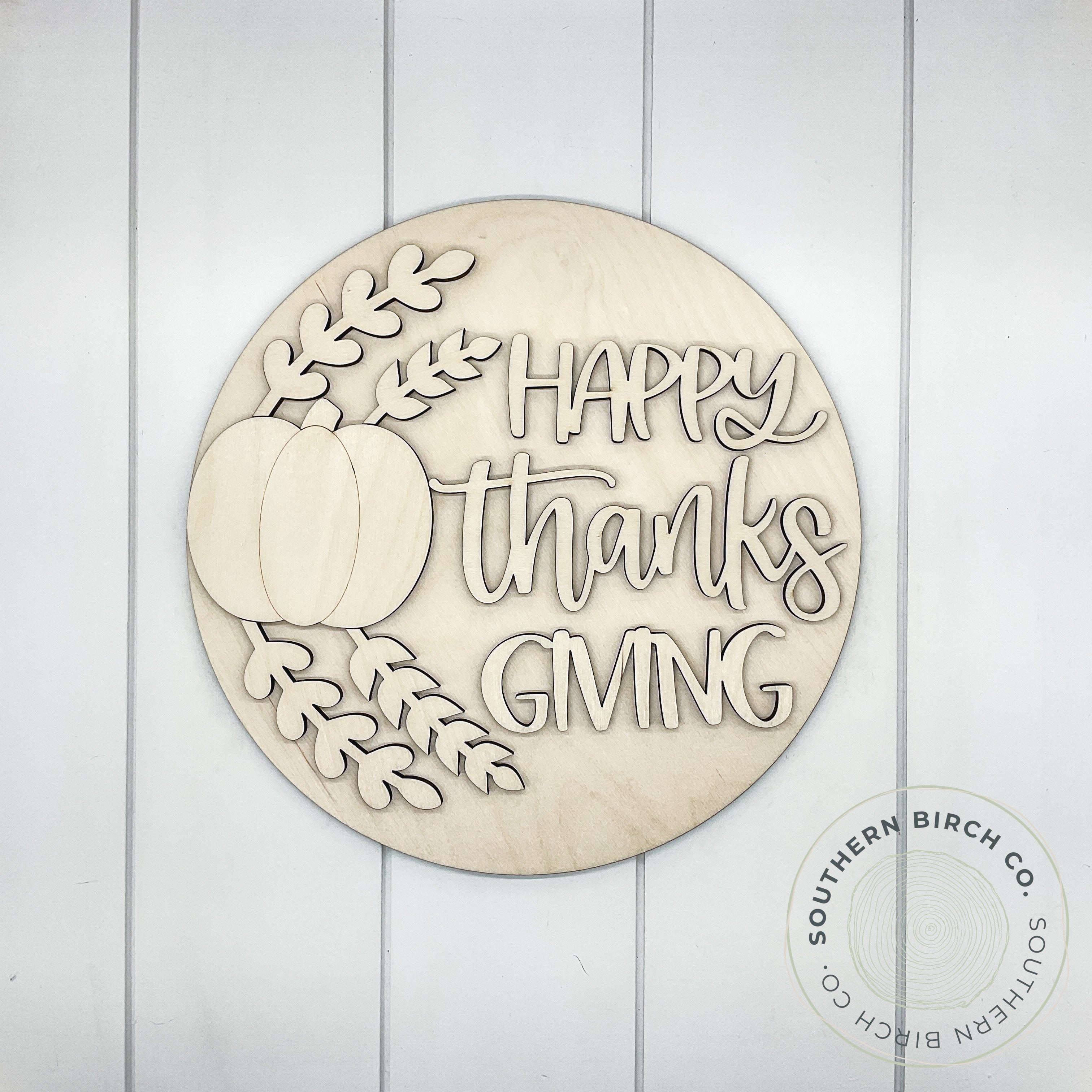 Happy Thanksgiving 3D Round Blank (Pumpkin)