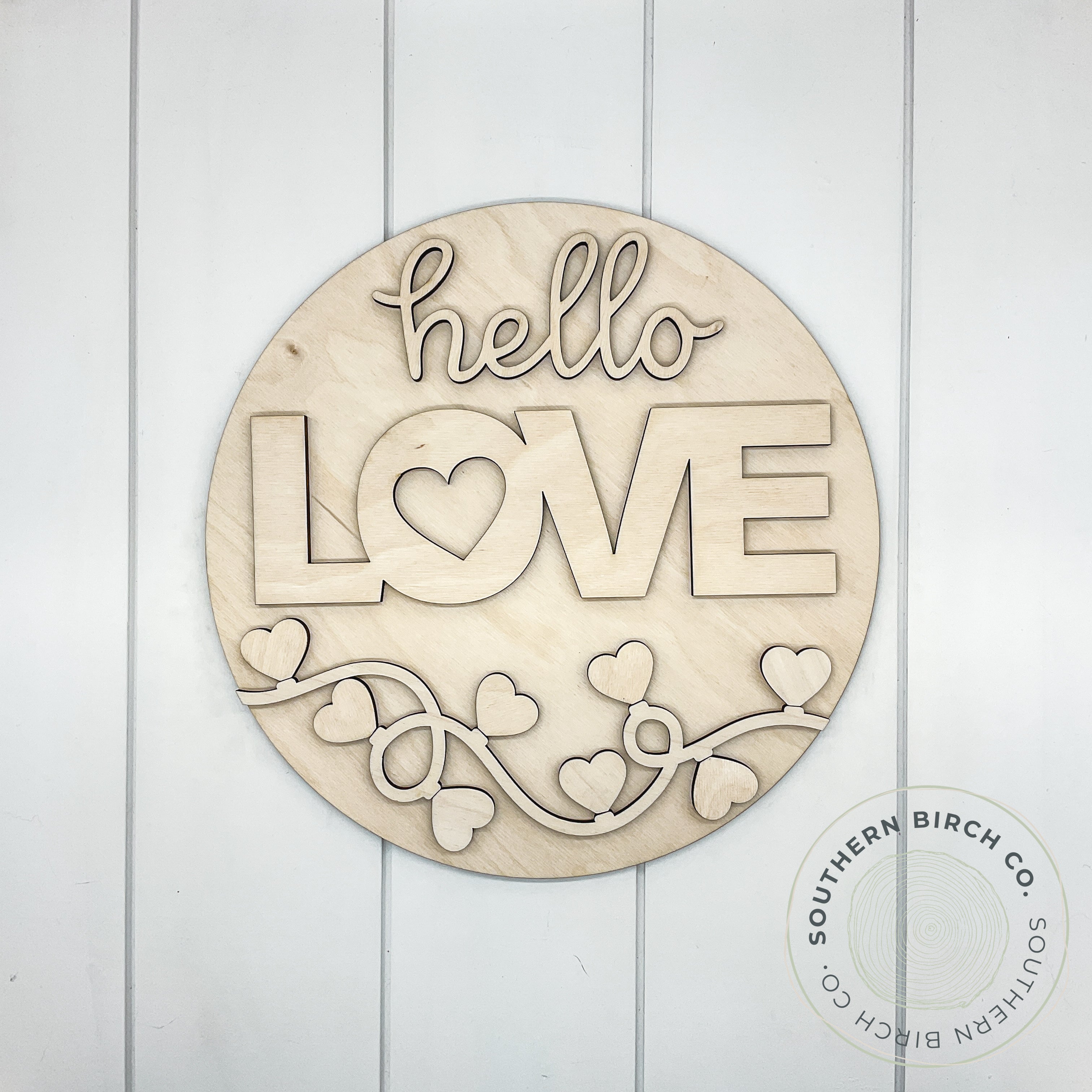 Hello Love 3D Round Blank (Lights)