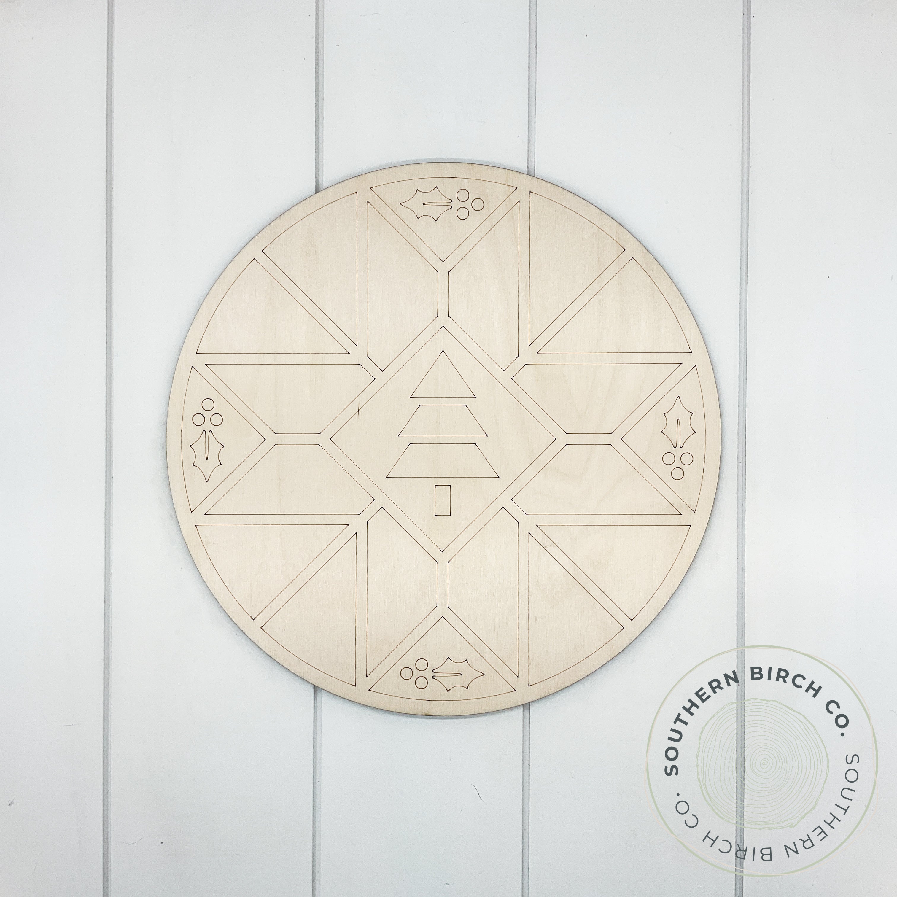 Barn Quilt Etched Round Blank (Christmas)