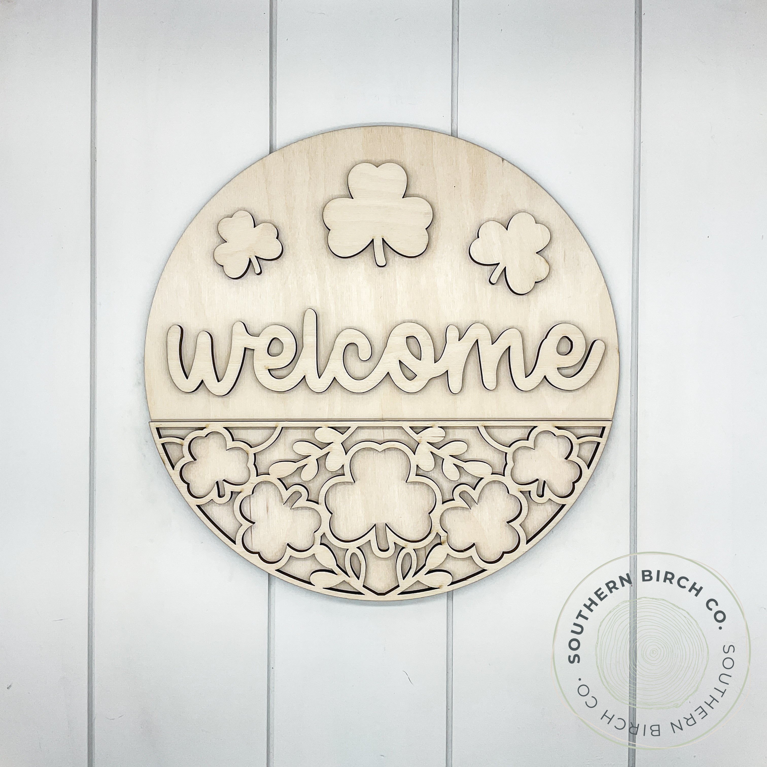Welcome 3D Round Blank (Shamrocks)