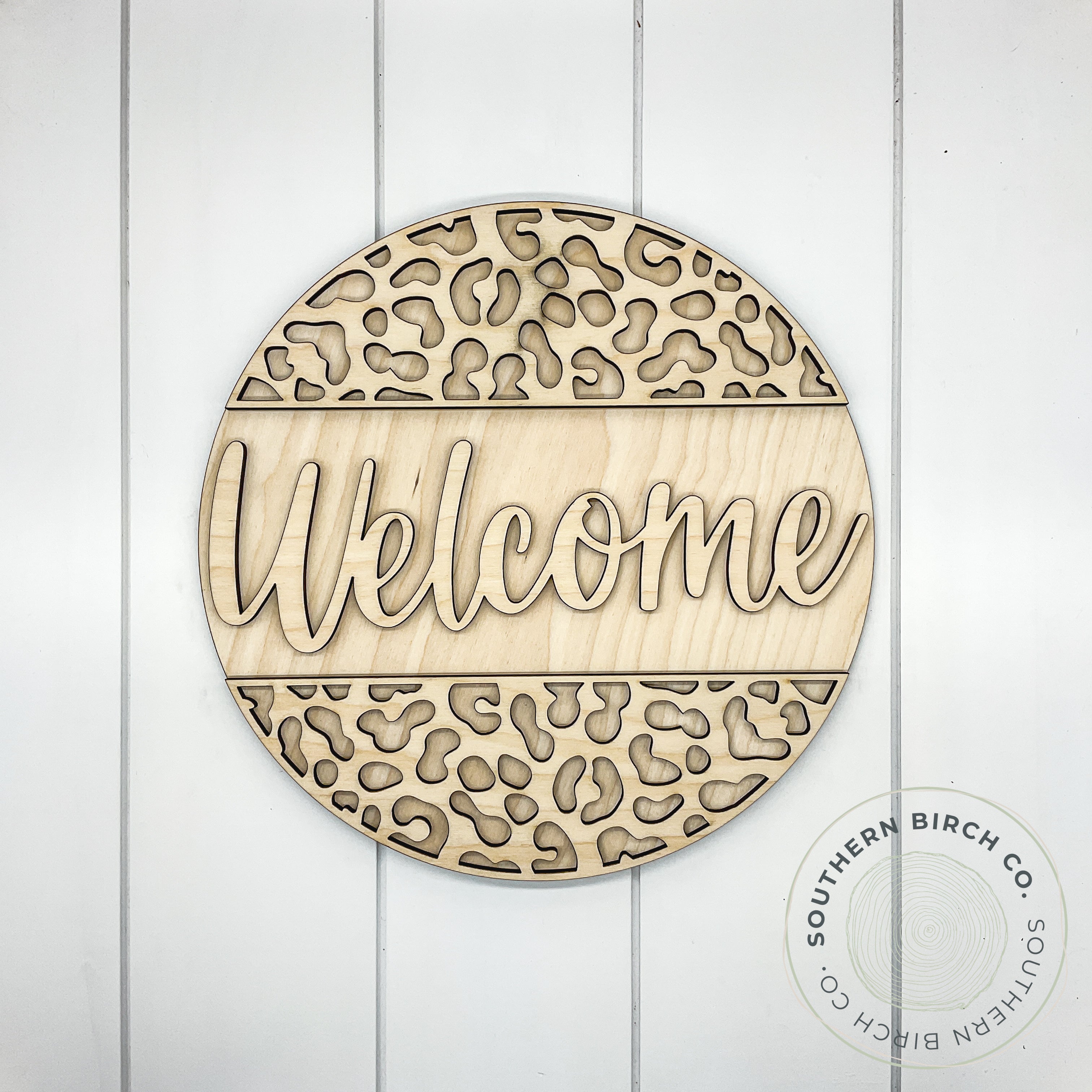 Welcome 3D Round Blank (Leopard Print)