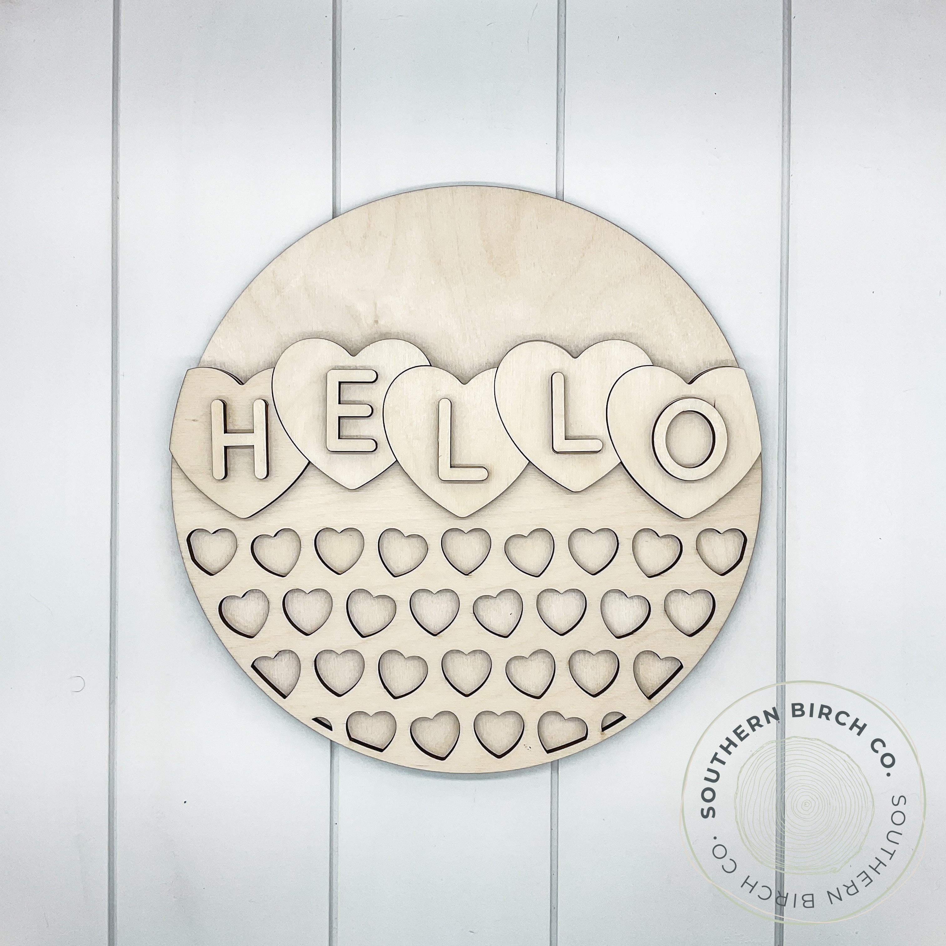 Hello 3D Round Blank (Heart Letters)
