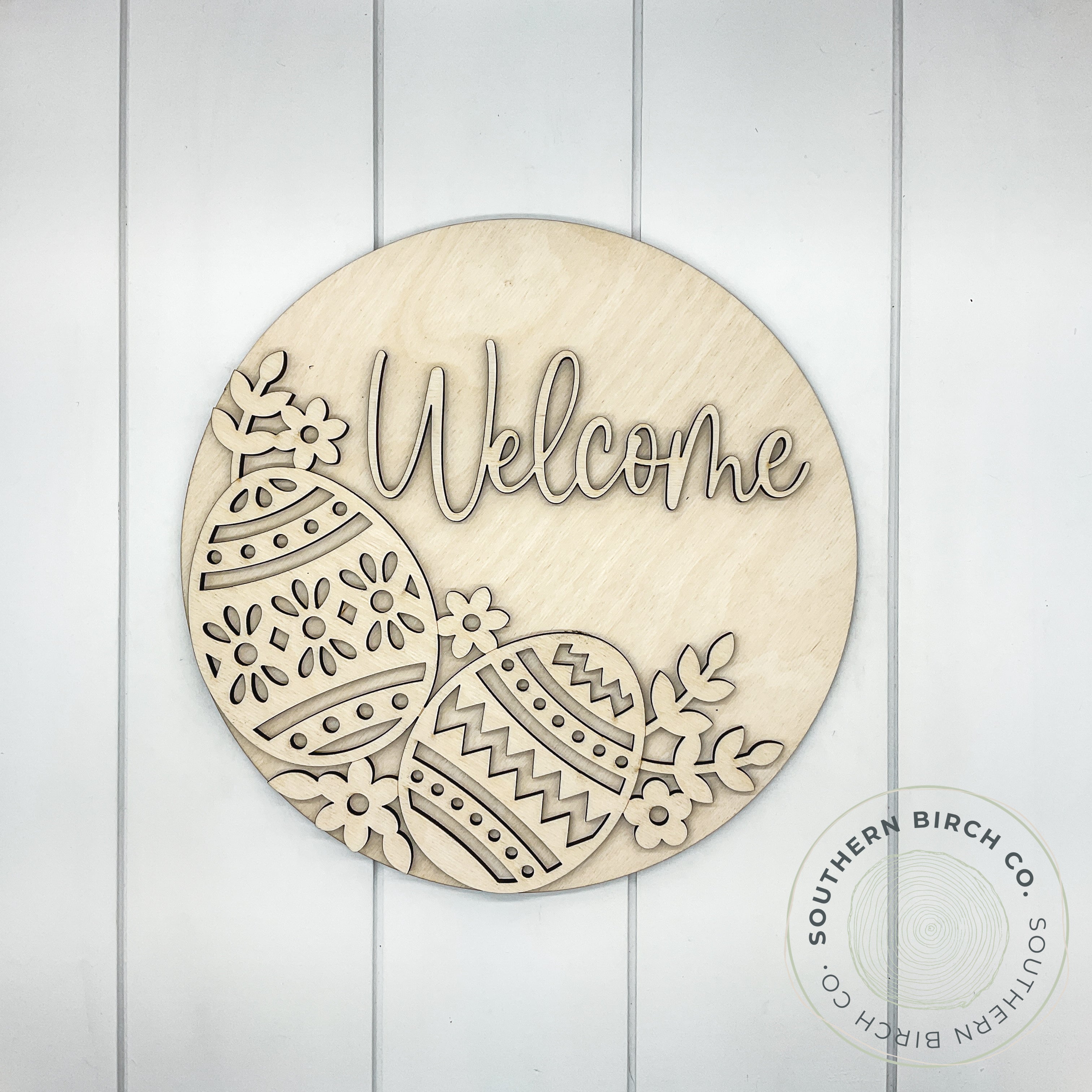 Welcome 3D Round Blank (Easter Eggs)
