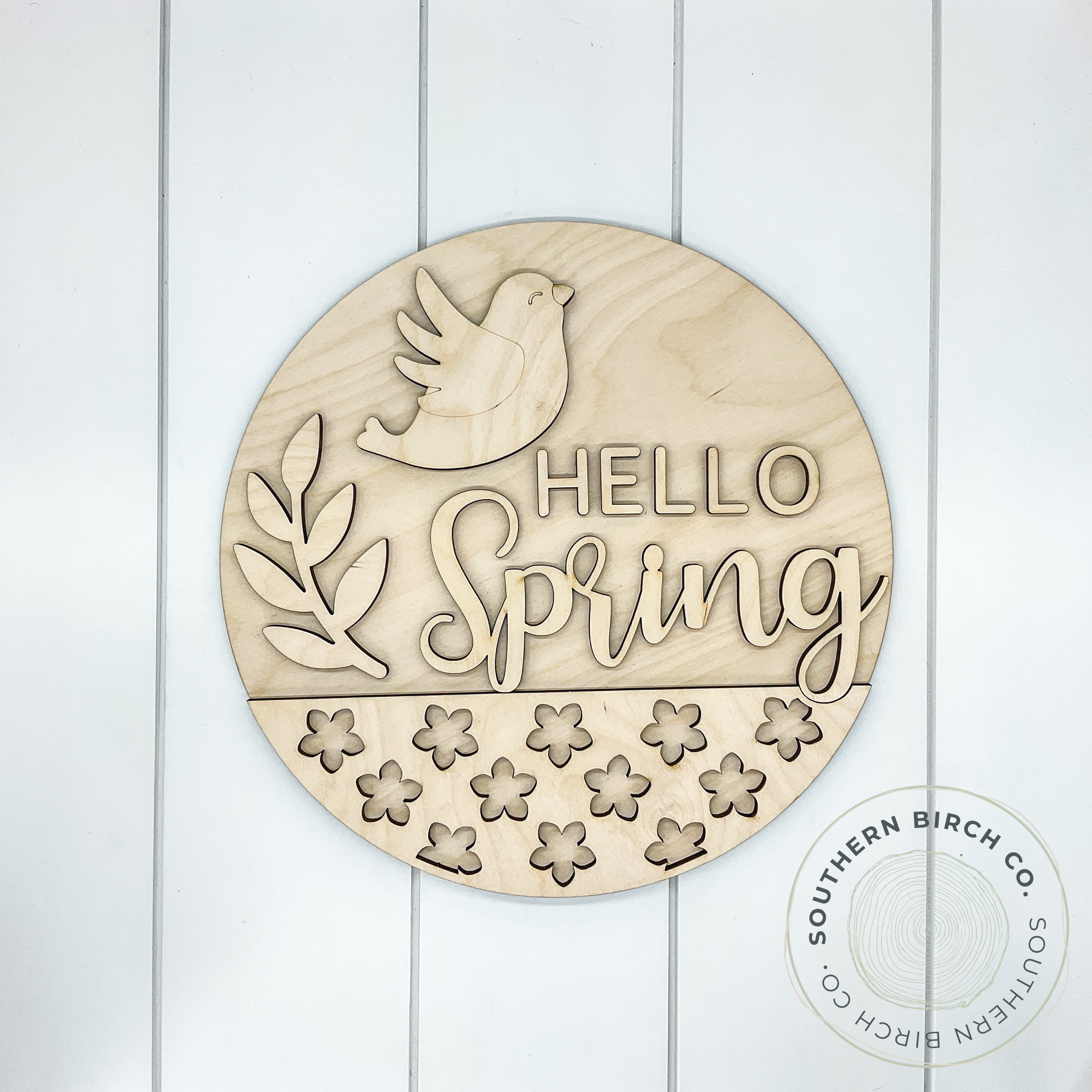 Hello Spring 3D Round Blank (Bird)
