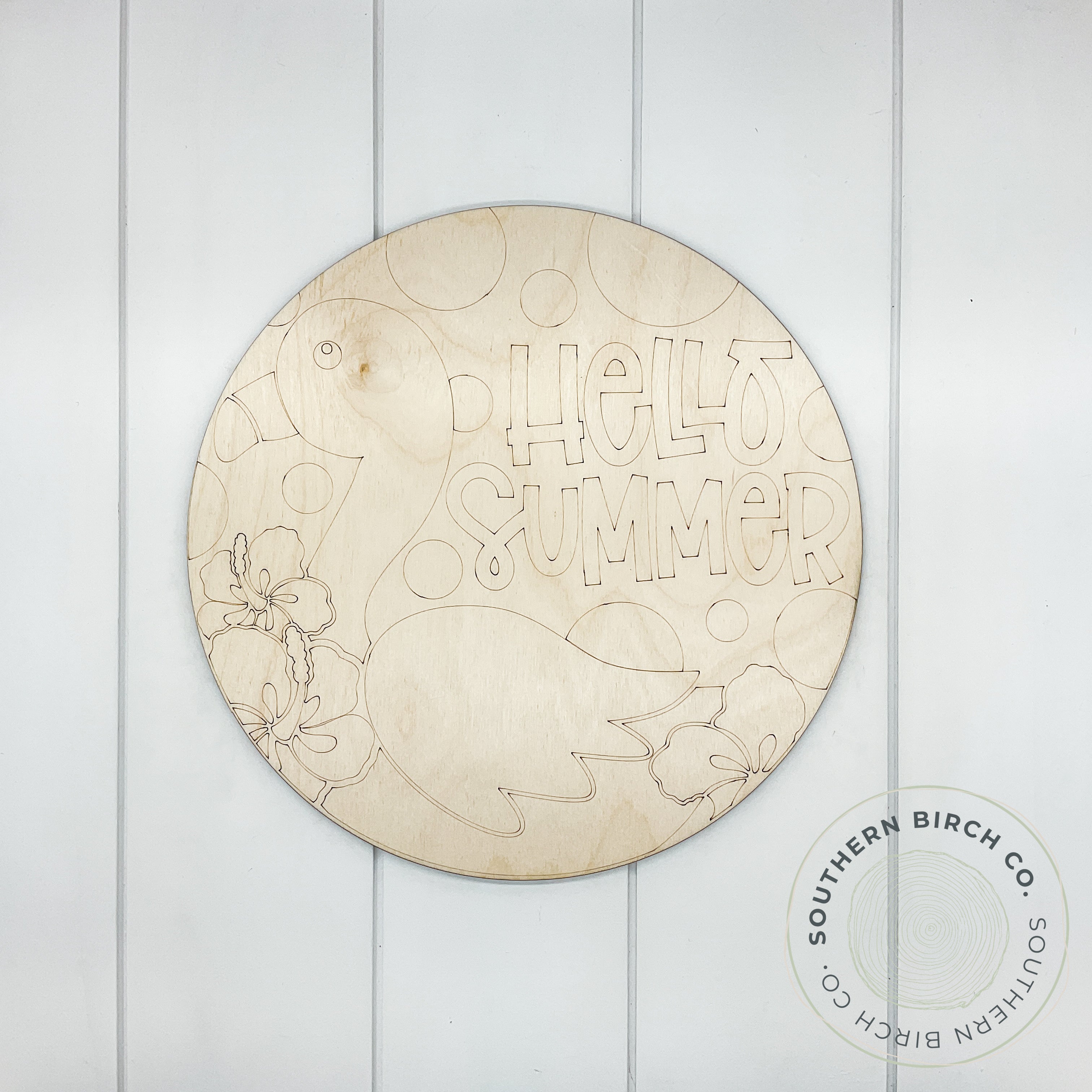 Flamingo Etched Round Blank (Hello Summer)