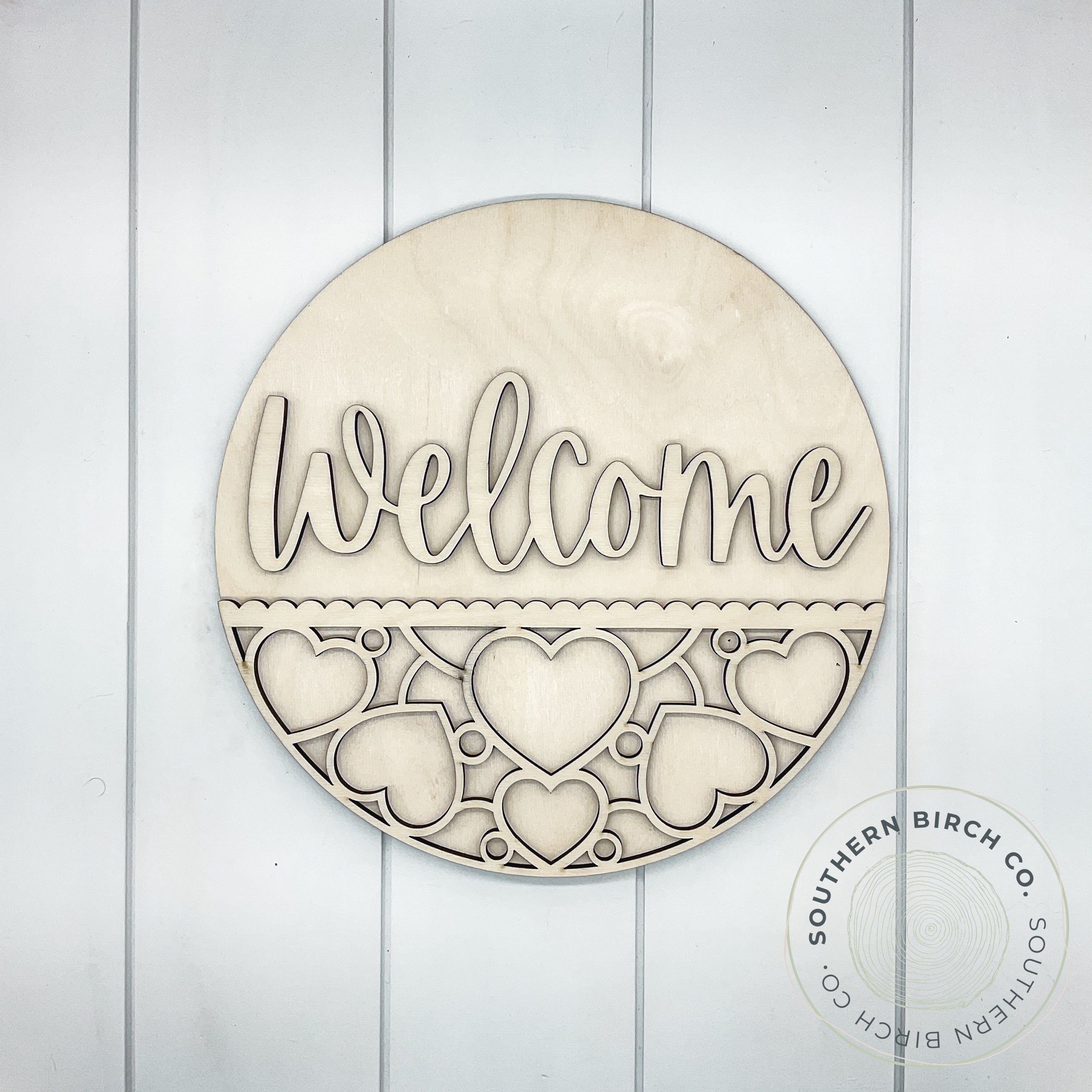Welcome 3D Round Blank (Hearts)
