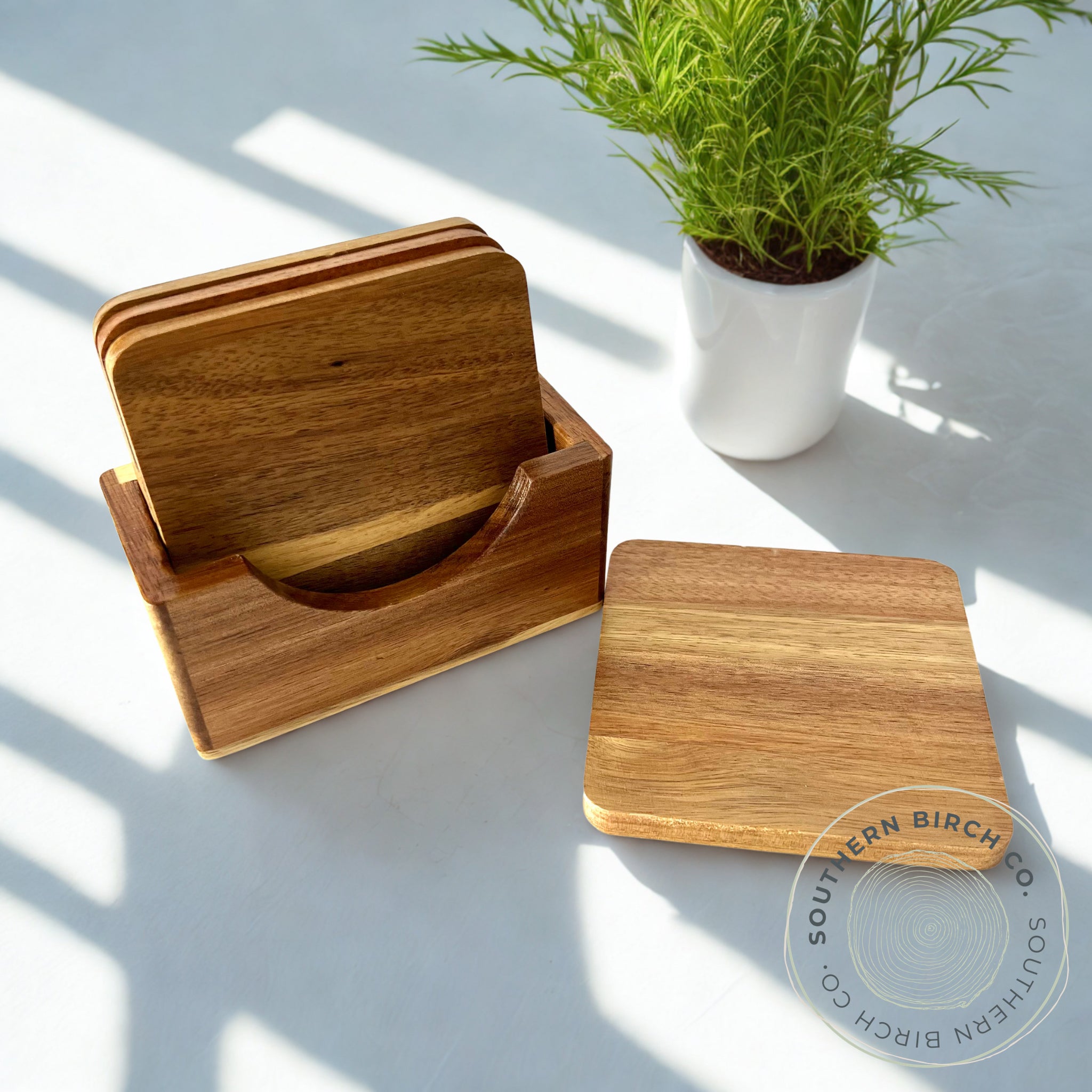 Acacia Wood Coaster Set (Square)