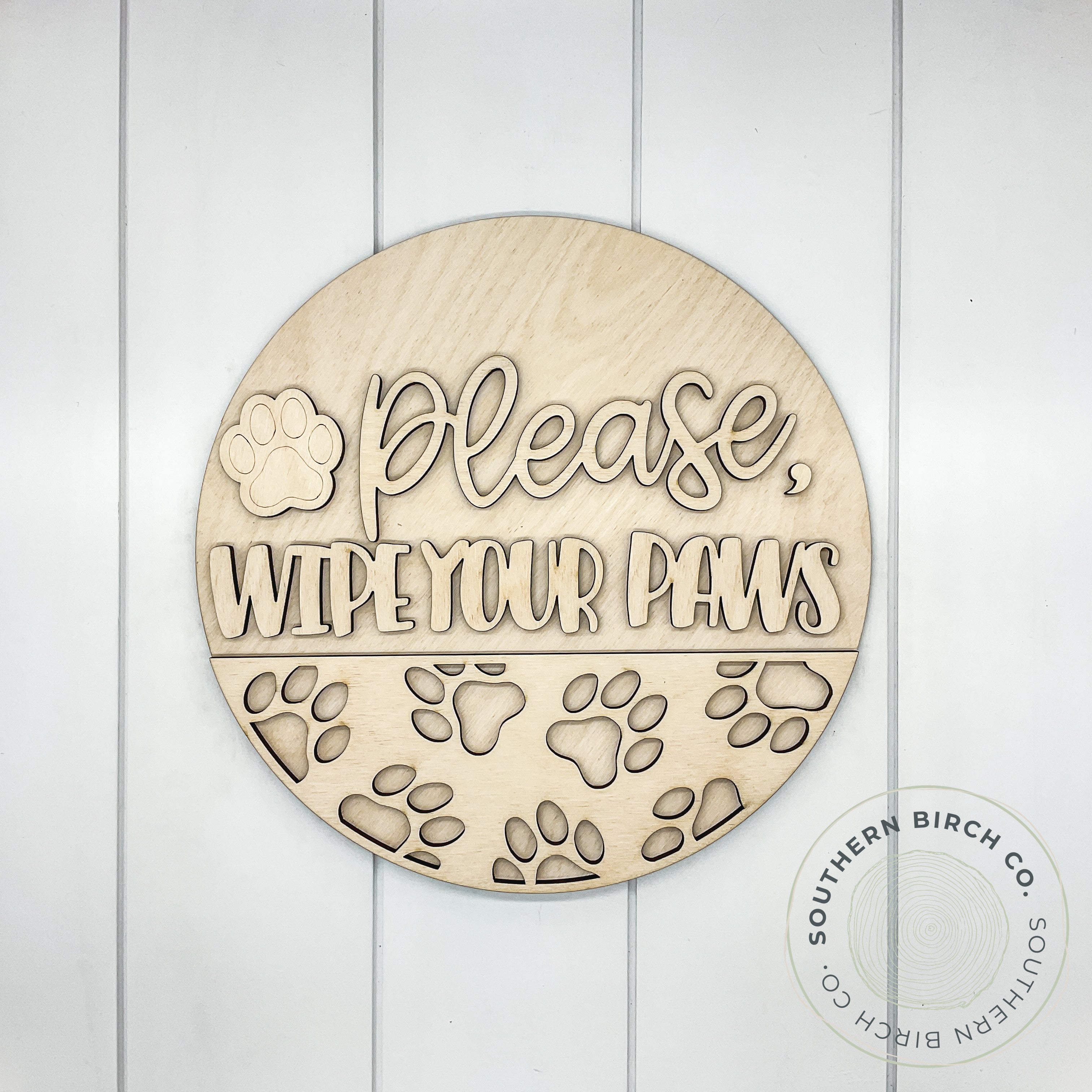 Please Wipe Your Paws 3D Round Blank