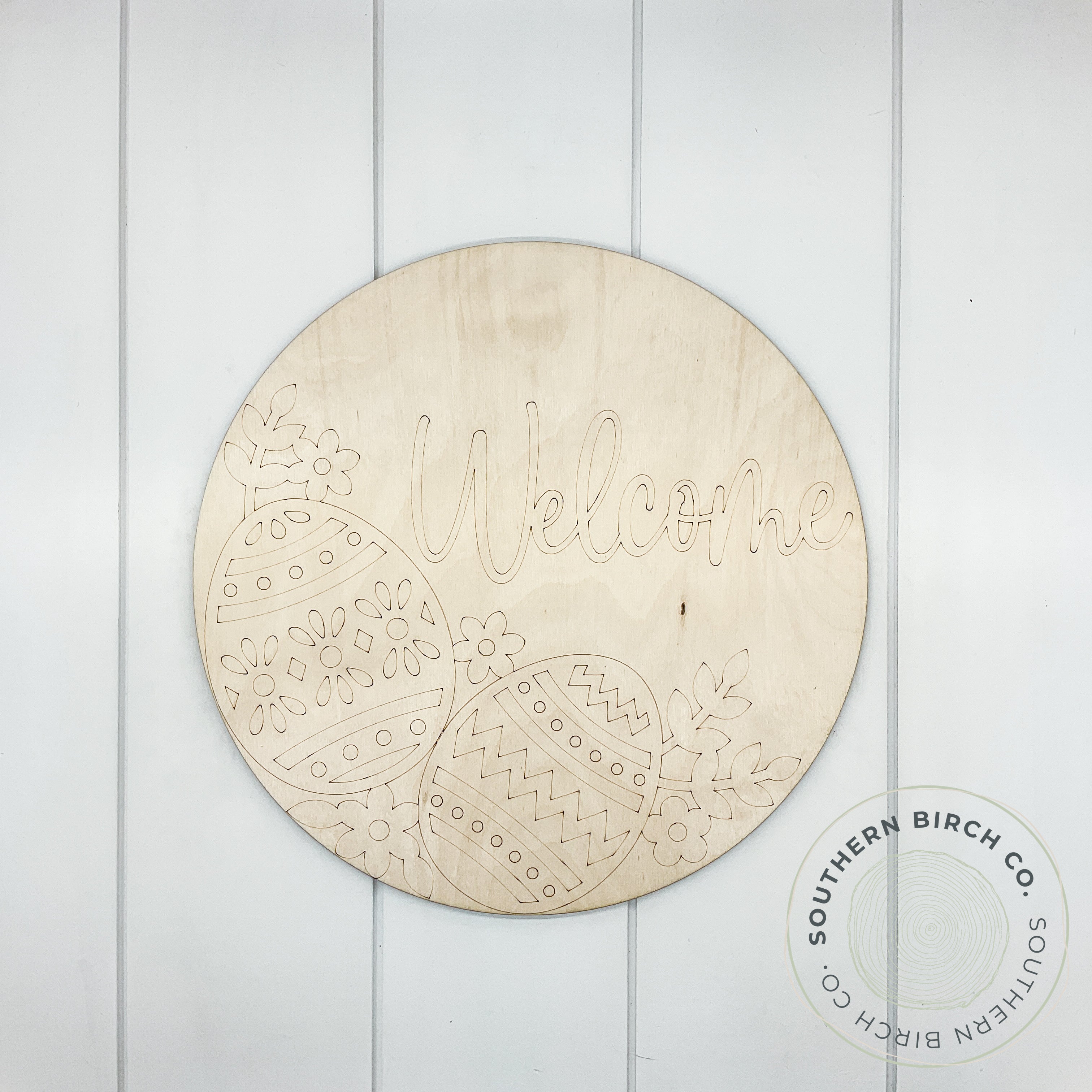 Welcome Etched Round Blank (Easter Eggs)