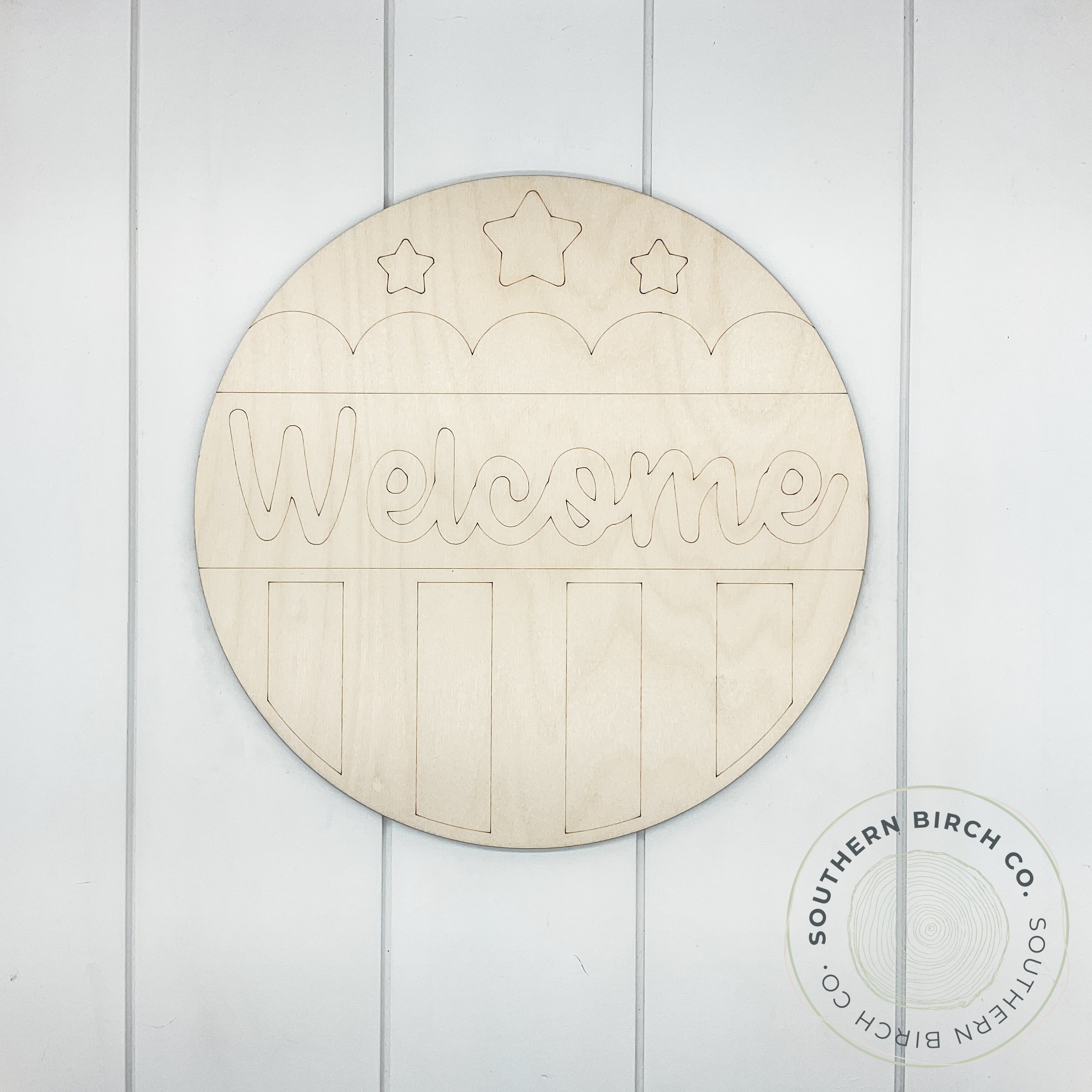 Welcome Etched Round Blank (Patriotic Script)