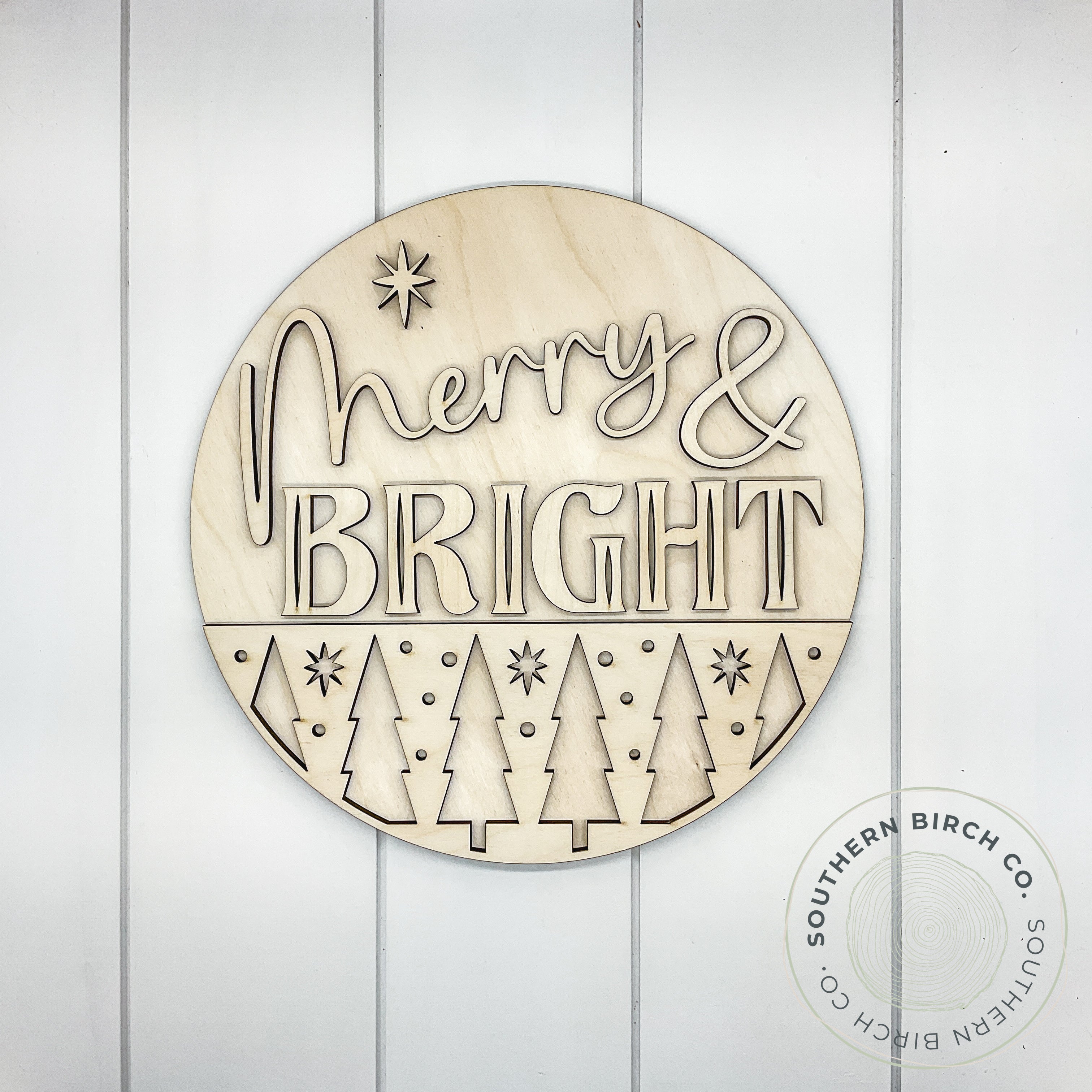 Merry & Bright 3D Round Blank (Trees)