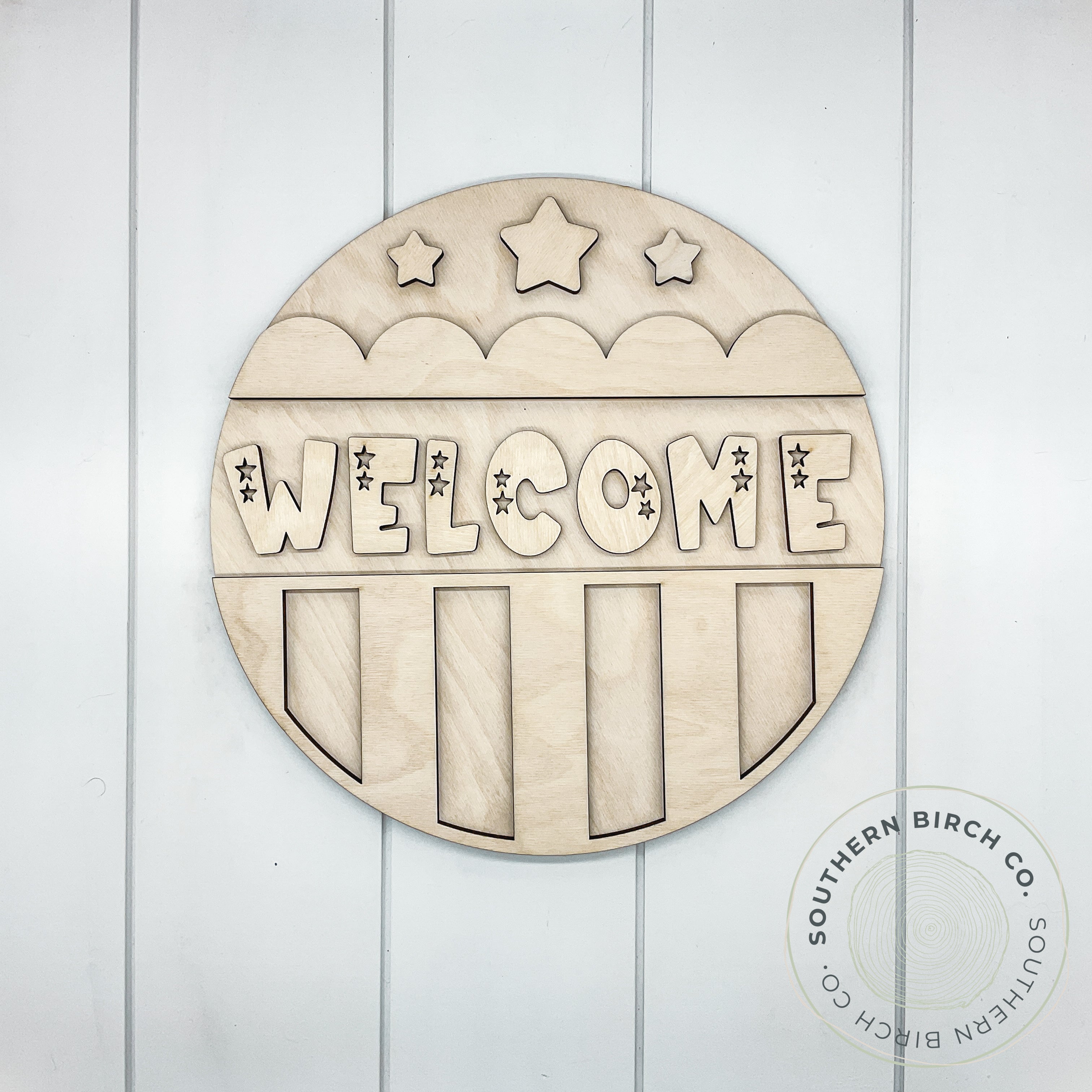 Welcome 3D Round Blank (Patriotic)