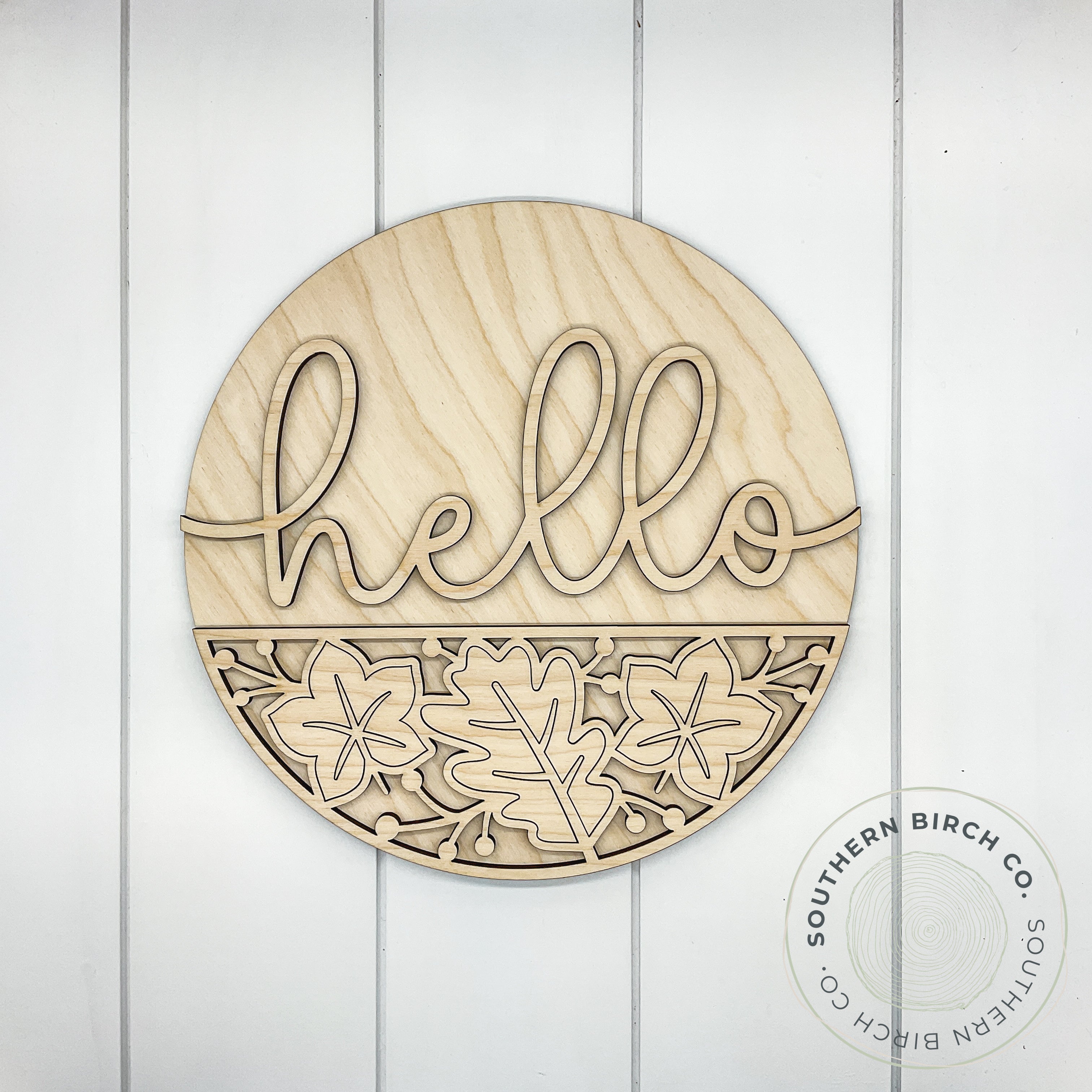Hello 3D Round Blank (Leaves)
