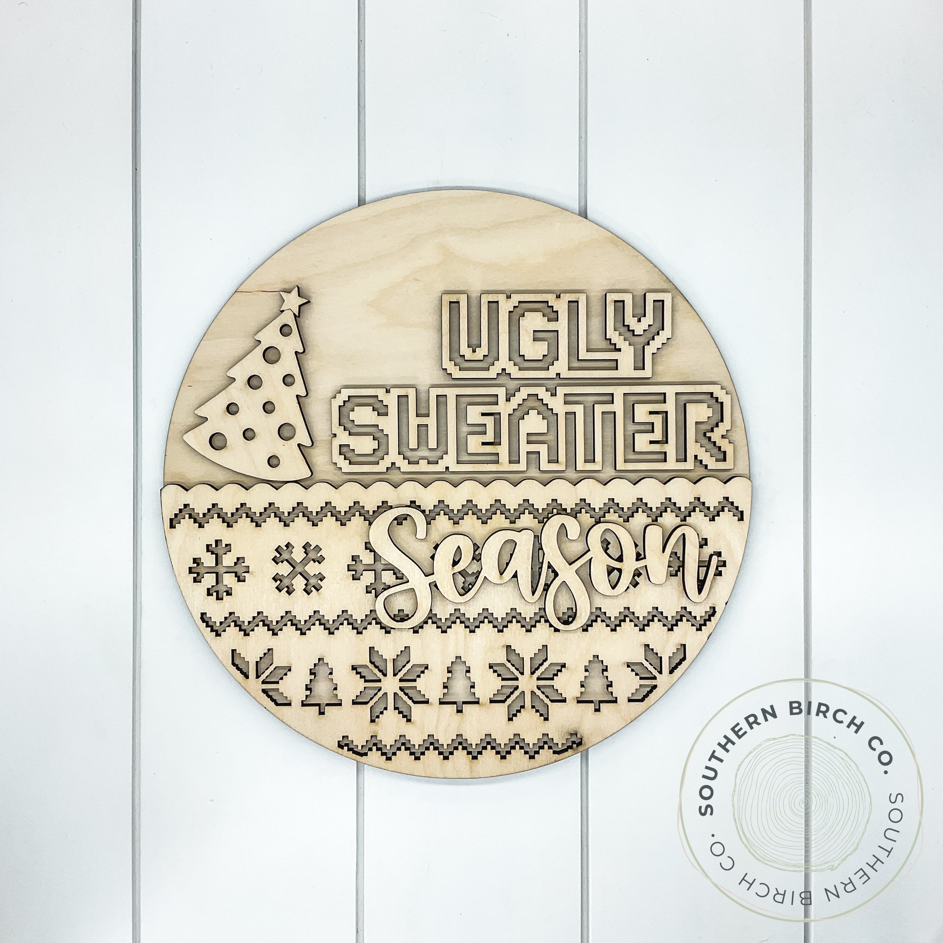 Ugly Sweater Season 3D Round Blank