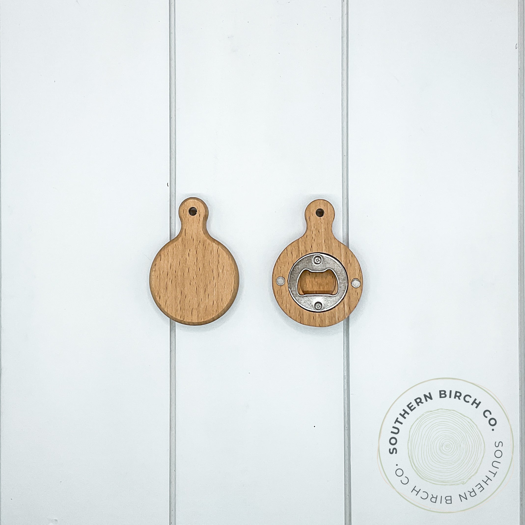 Beech Wood Bottle Opener Keychain (Round)