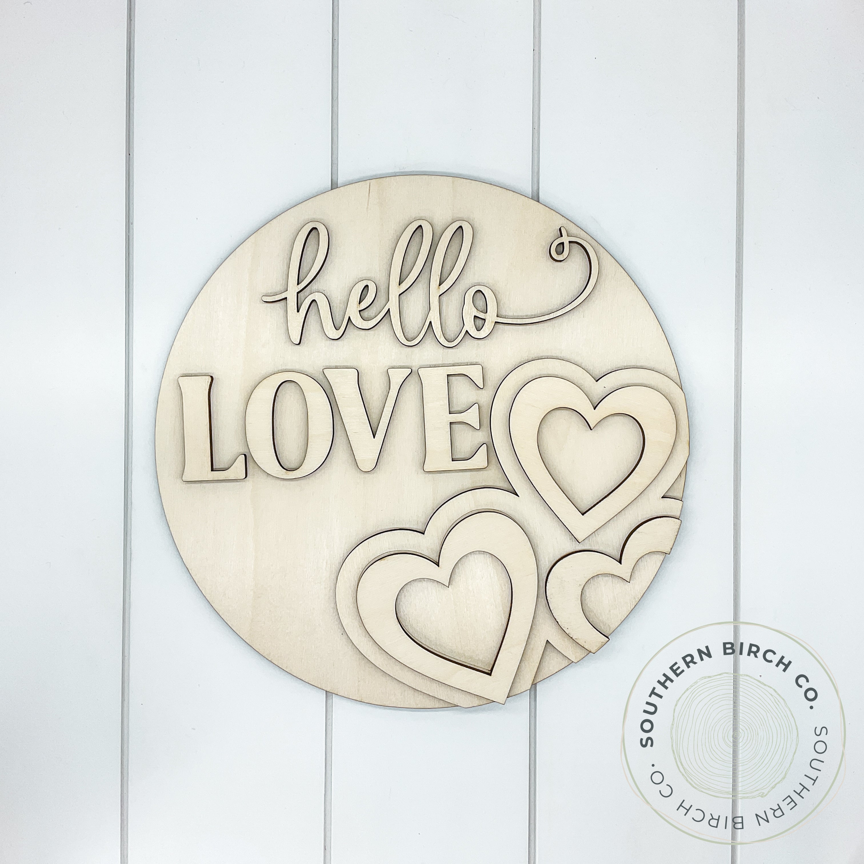 Hello Love 3D Round Blank (Heart Trio)
