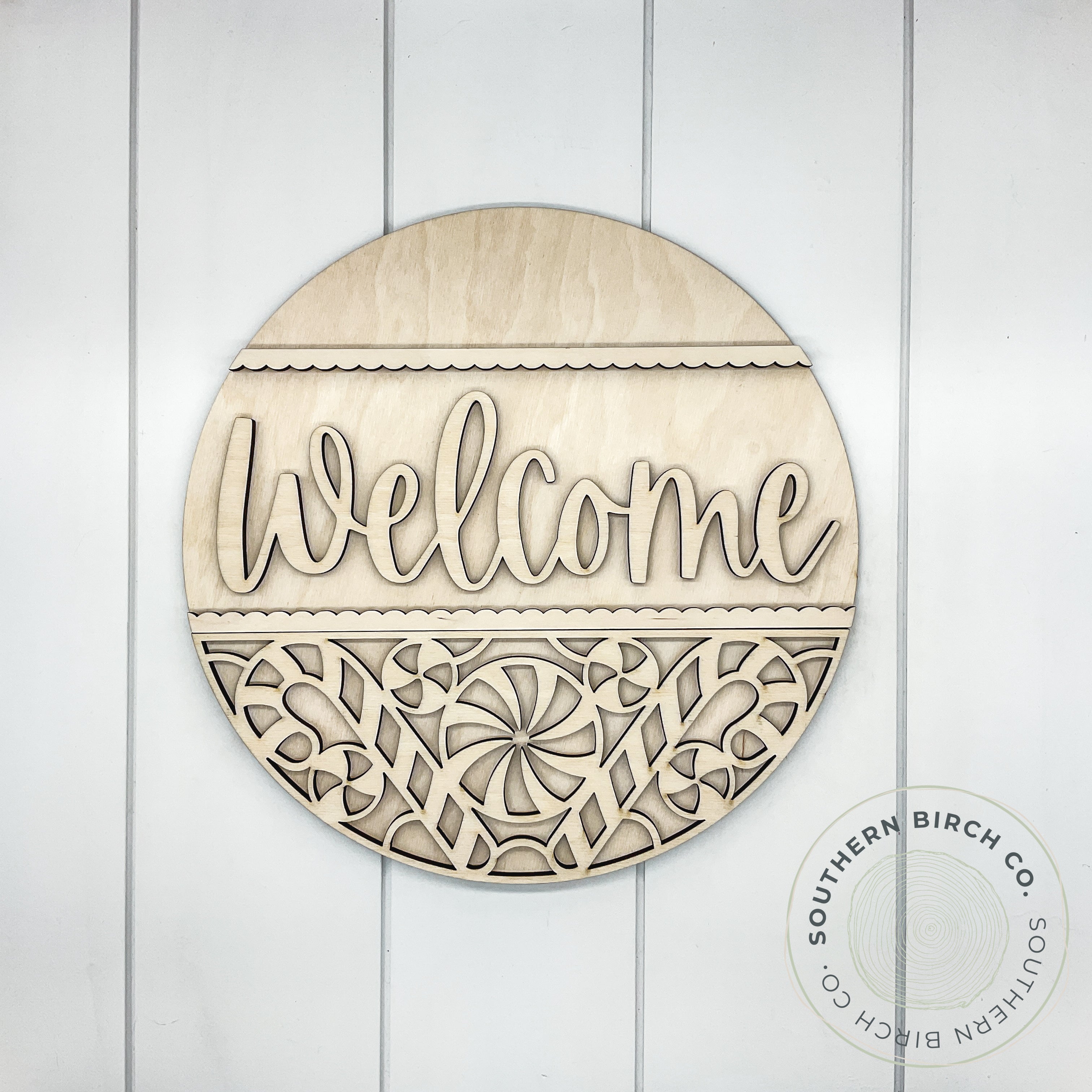 Welcome 3D Round Blank (Peppermint Swirl)