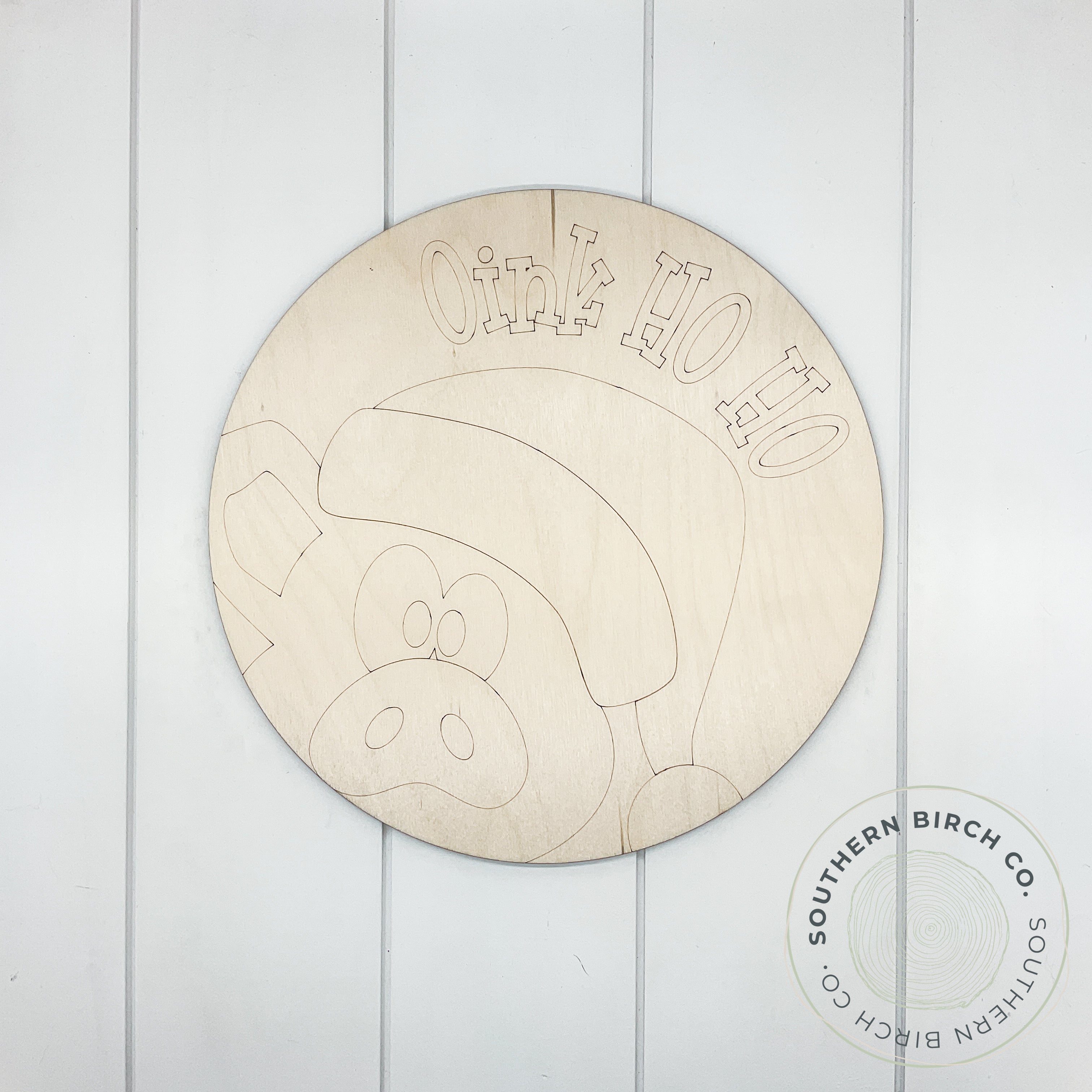 Pig Etched Round Blank (Santa Hat)