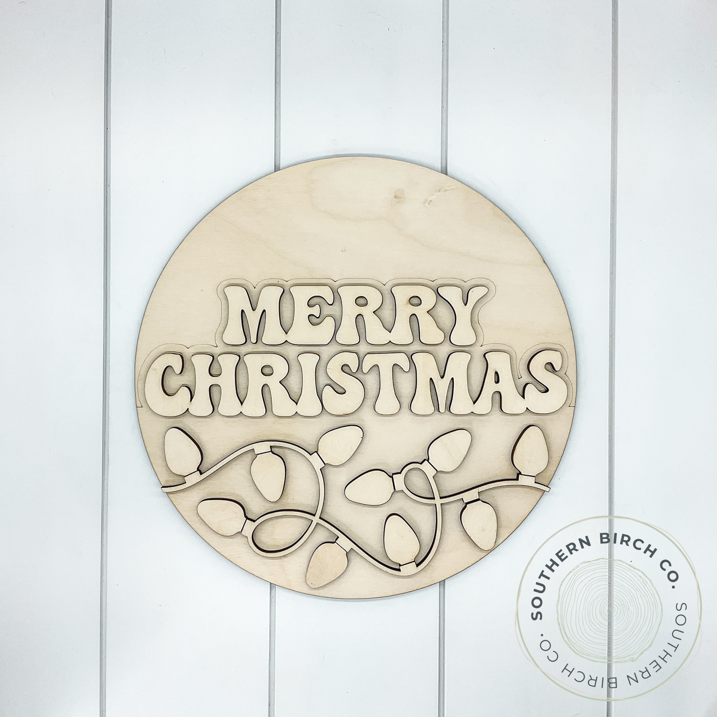 Merry Christmas 3D Round Blank (Retro)