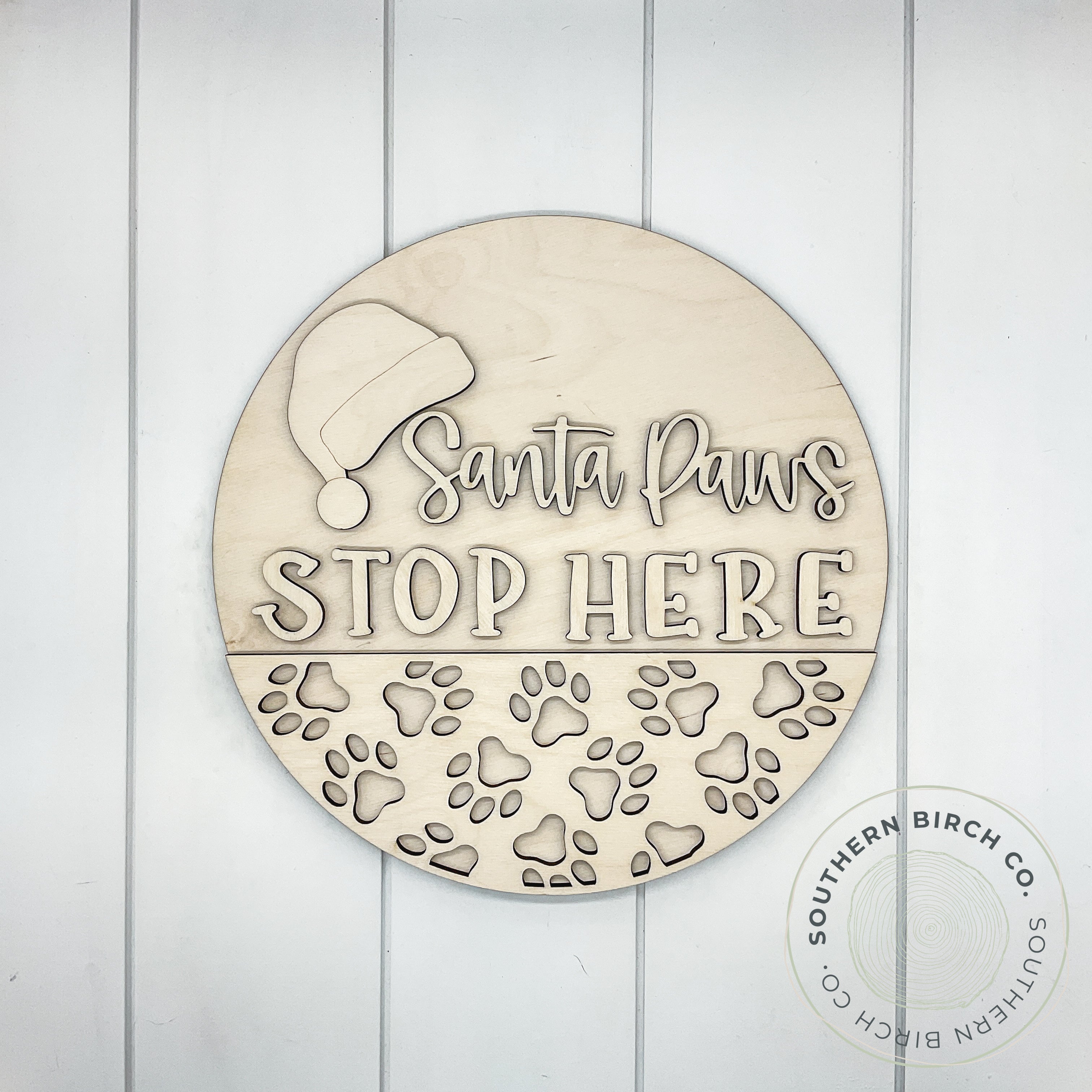 Santa Paws Stop Here 3D Round Blank