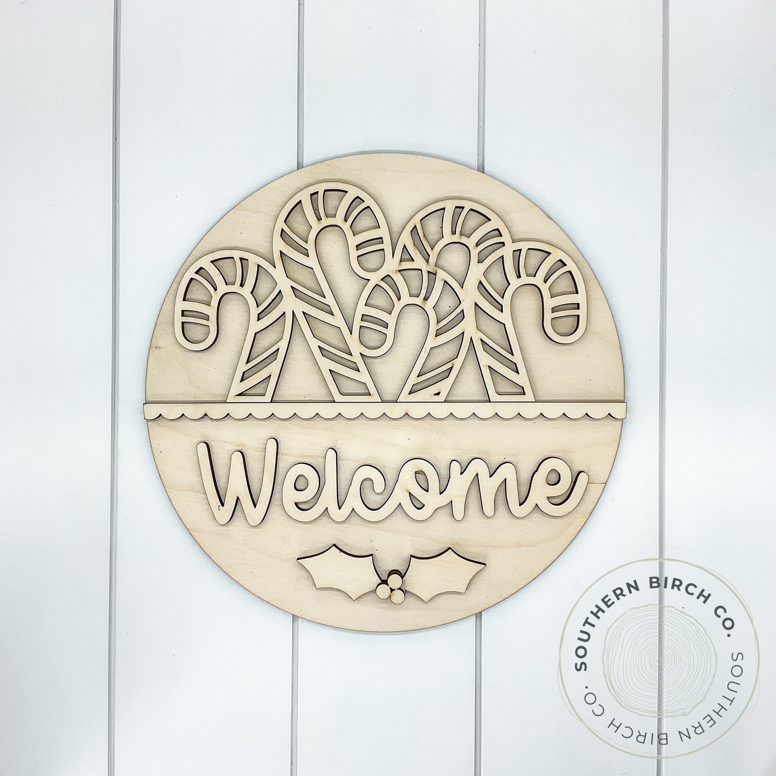 Welcome 3D Round Blank (Candy Canes)