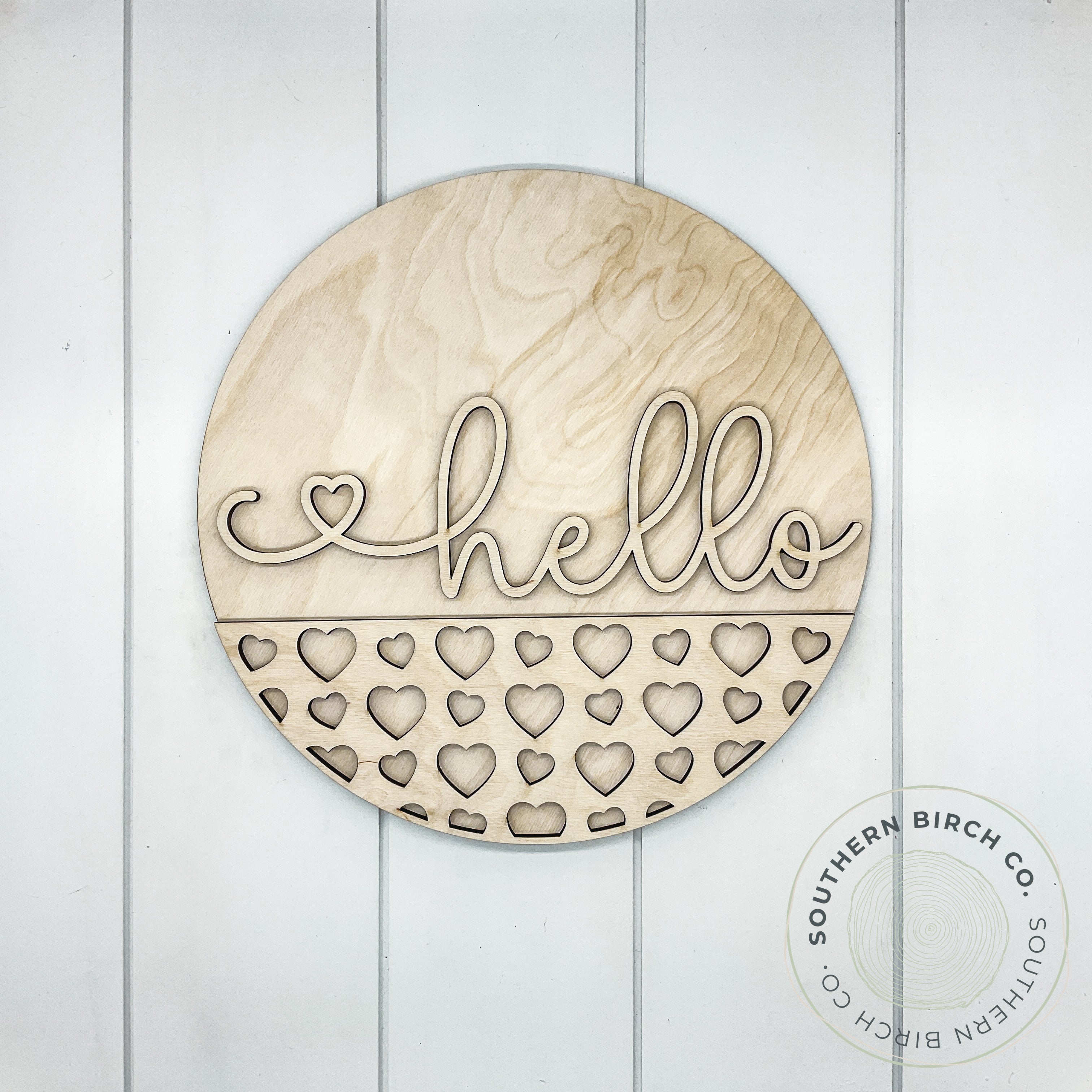 Hello 3D Round Blank (Hearts)