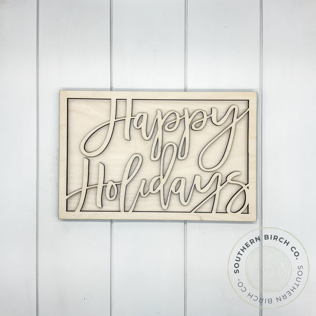 Happy Holidays 3D Framed Sign Blank (Script)