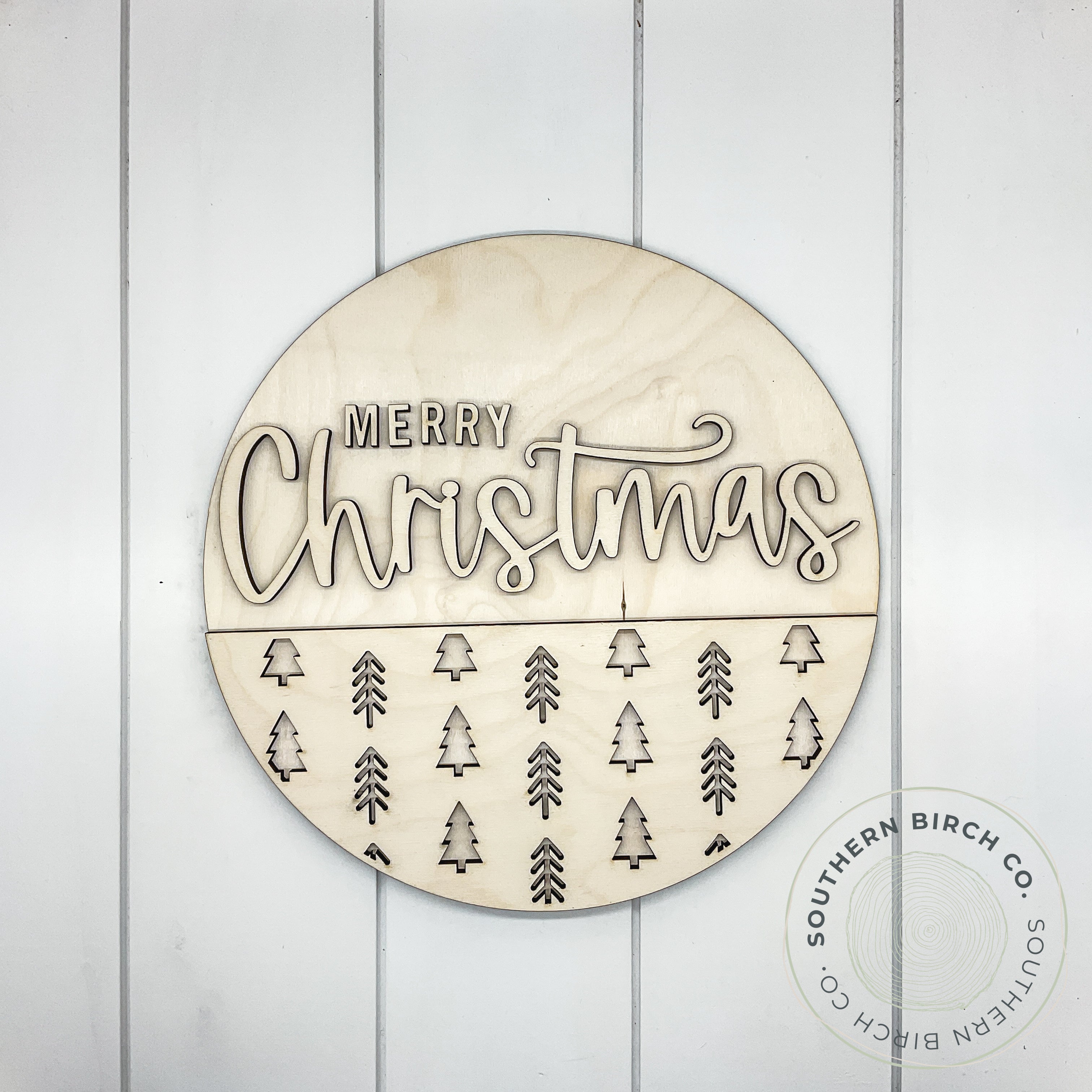 Merry Christmas 3D Round Blank (Trees)