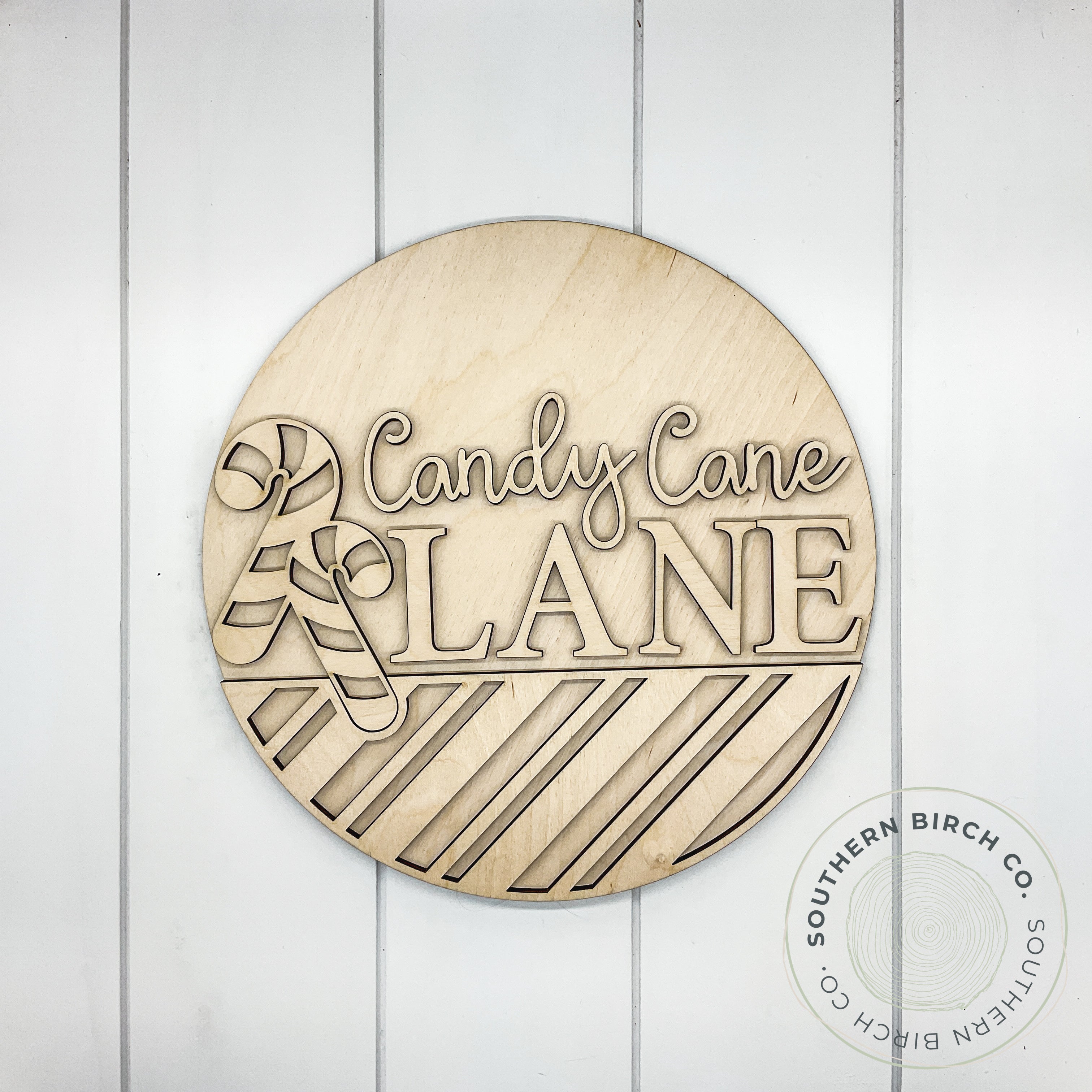 Candy Cane Lane 3D Round Blank