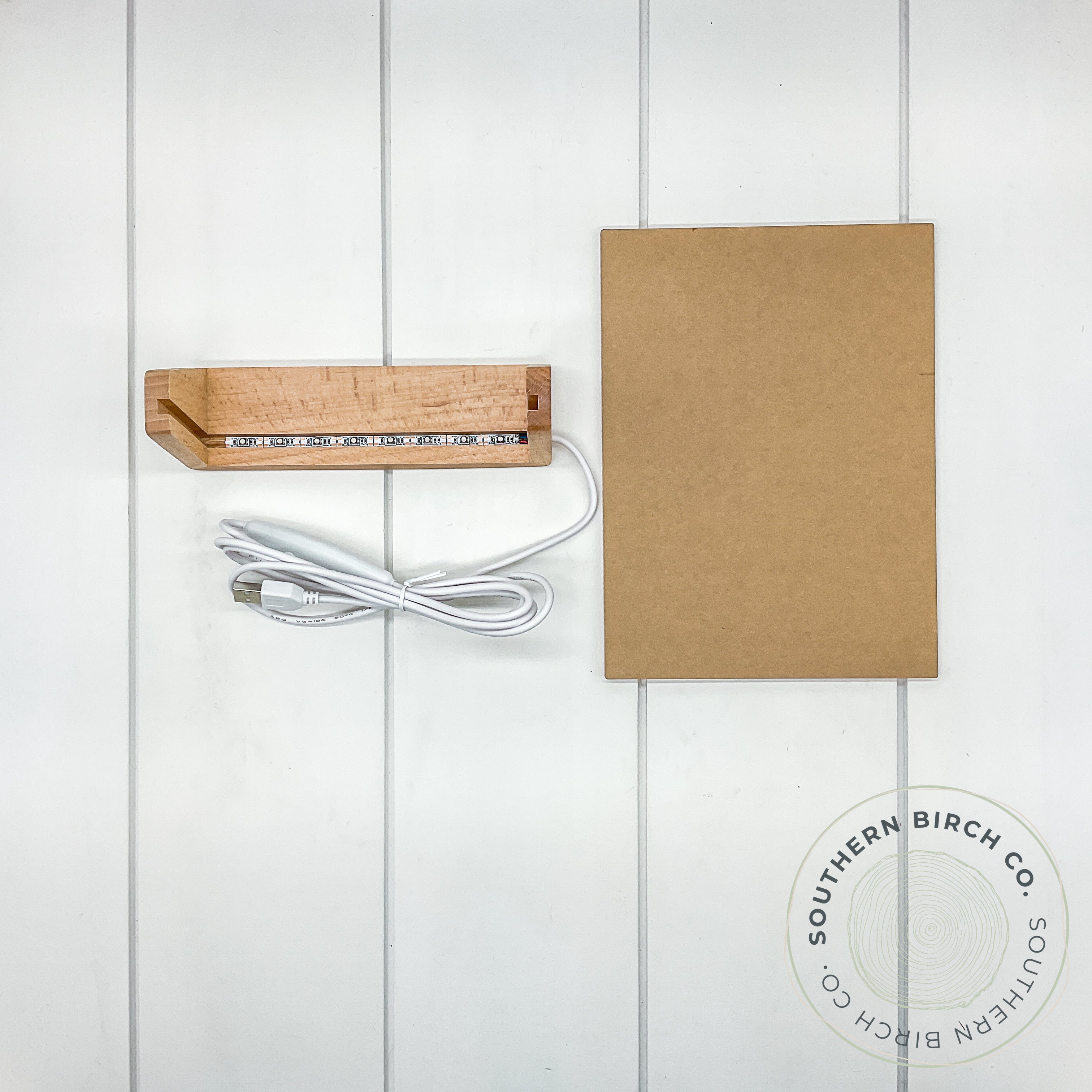 Wooden LED Light Base with Rectangular Acrylic (U-Shaped Base)