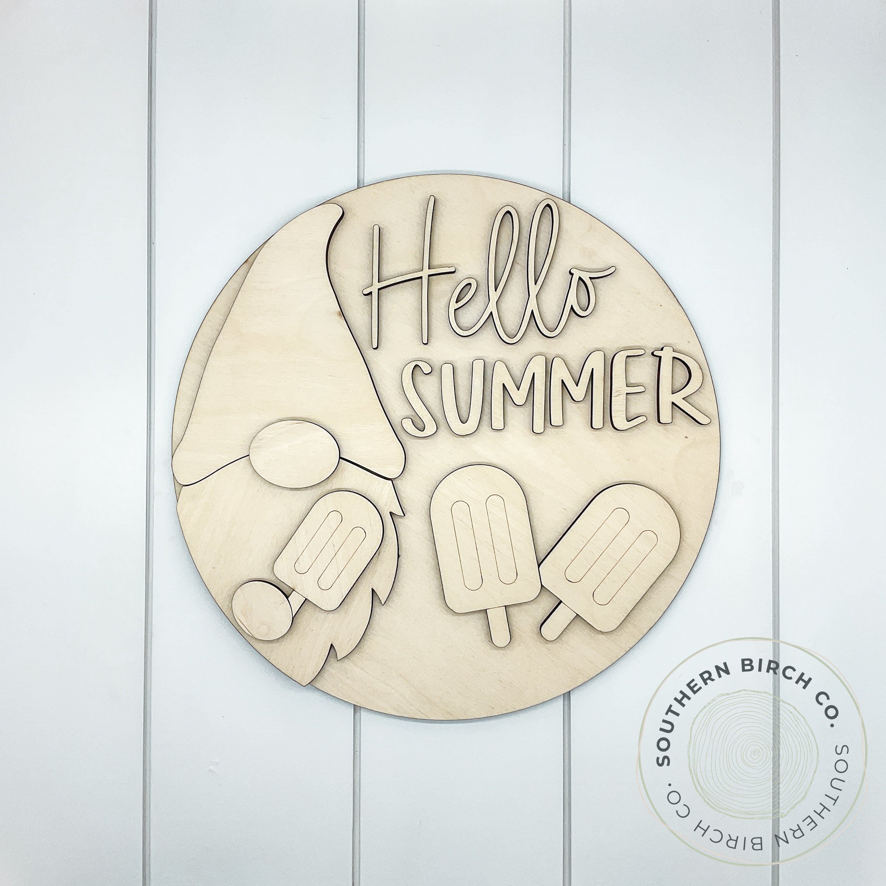 Hello Summer 3D Round Blank (Gnome)