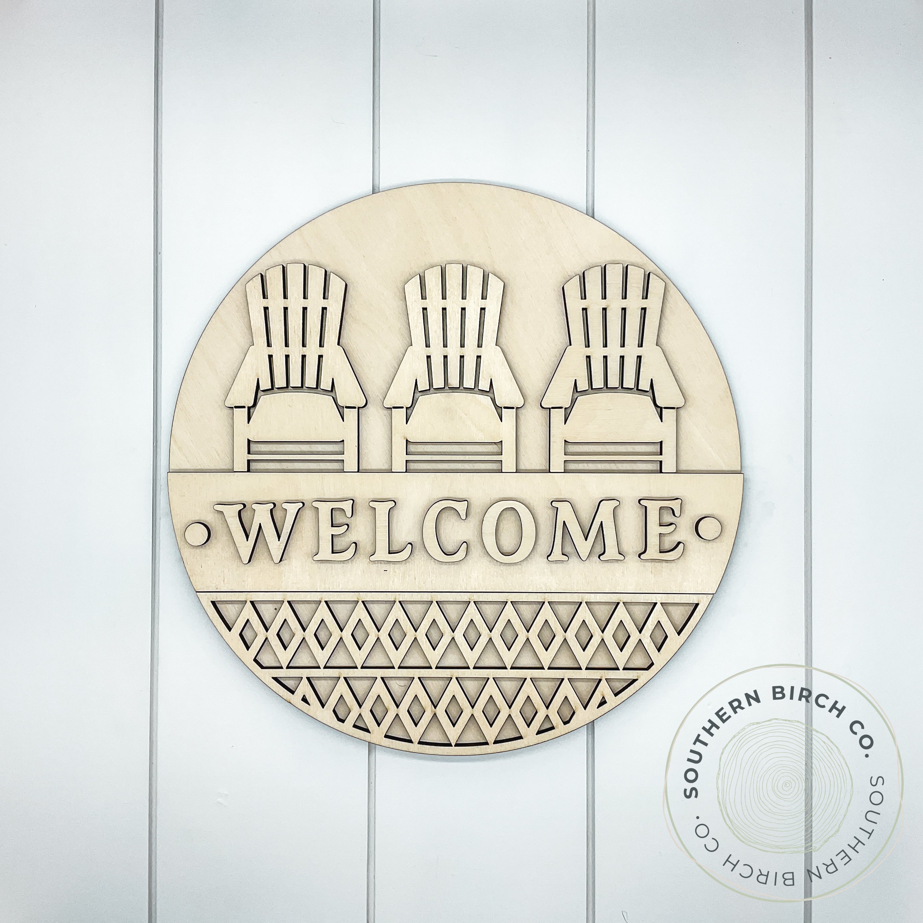 Welcome 3D Round Blank (Adirondack Chairs)