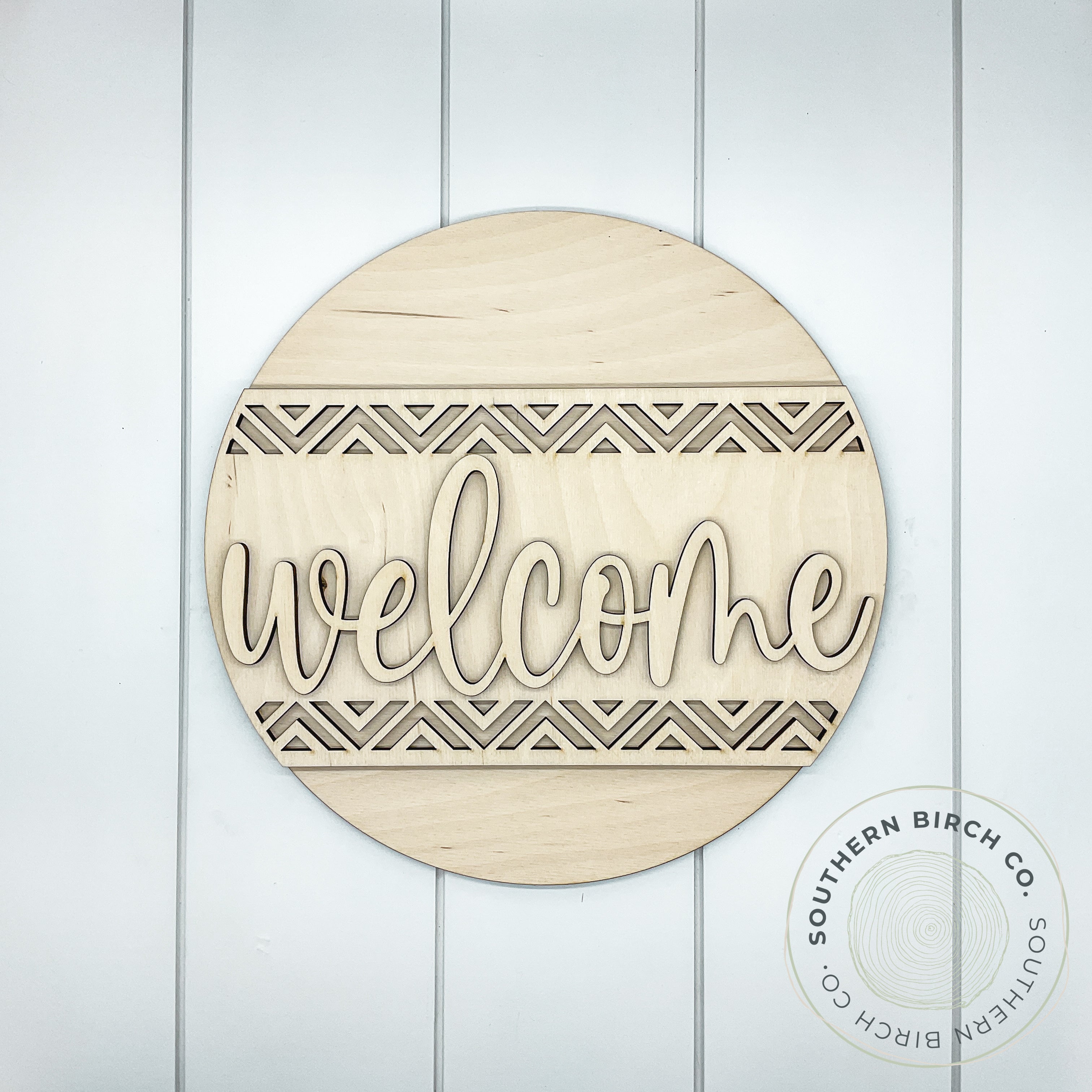 Welcome 3D Round Blank (Geometric Modern)