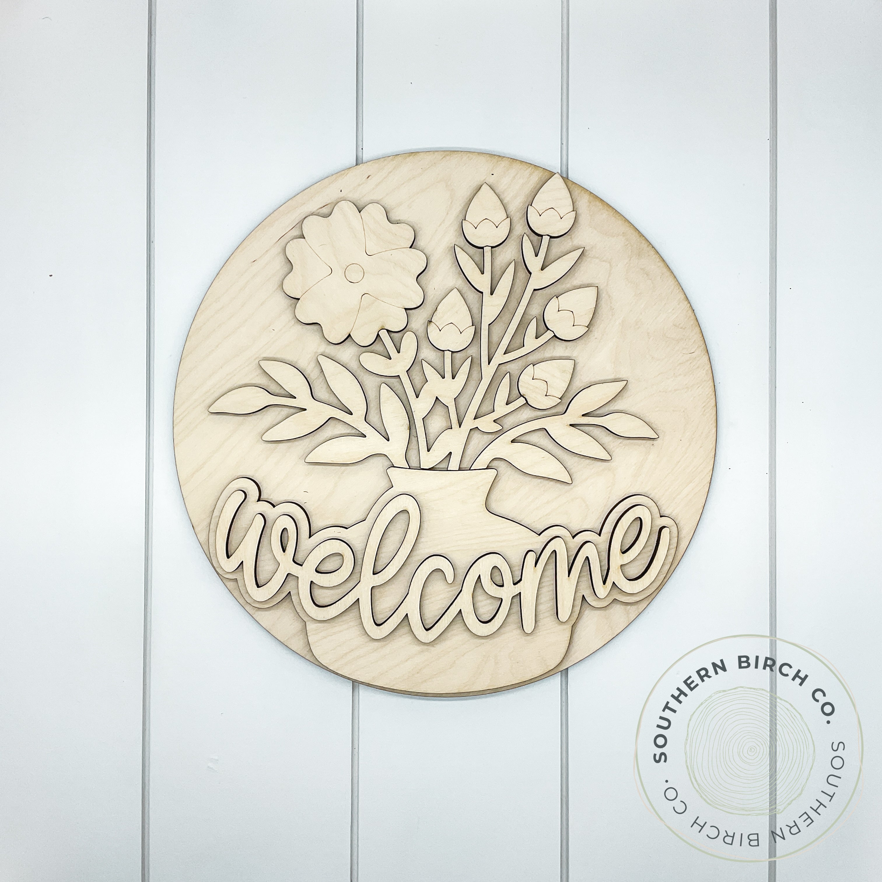 Welcome 3D Round Blank (Floral Vase)