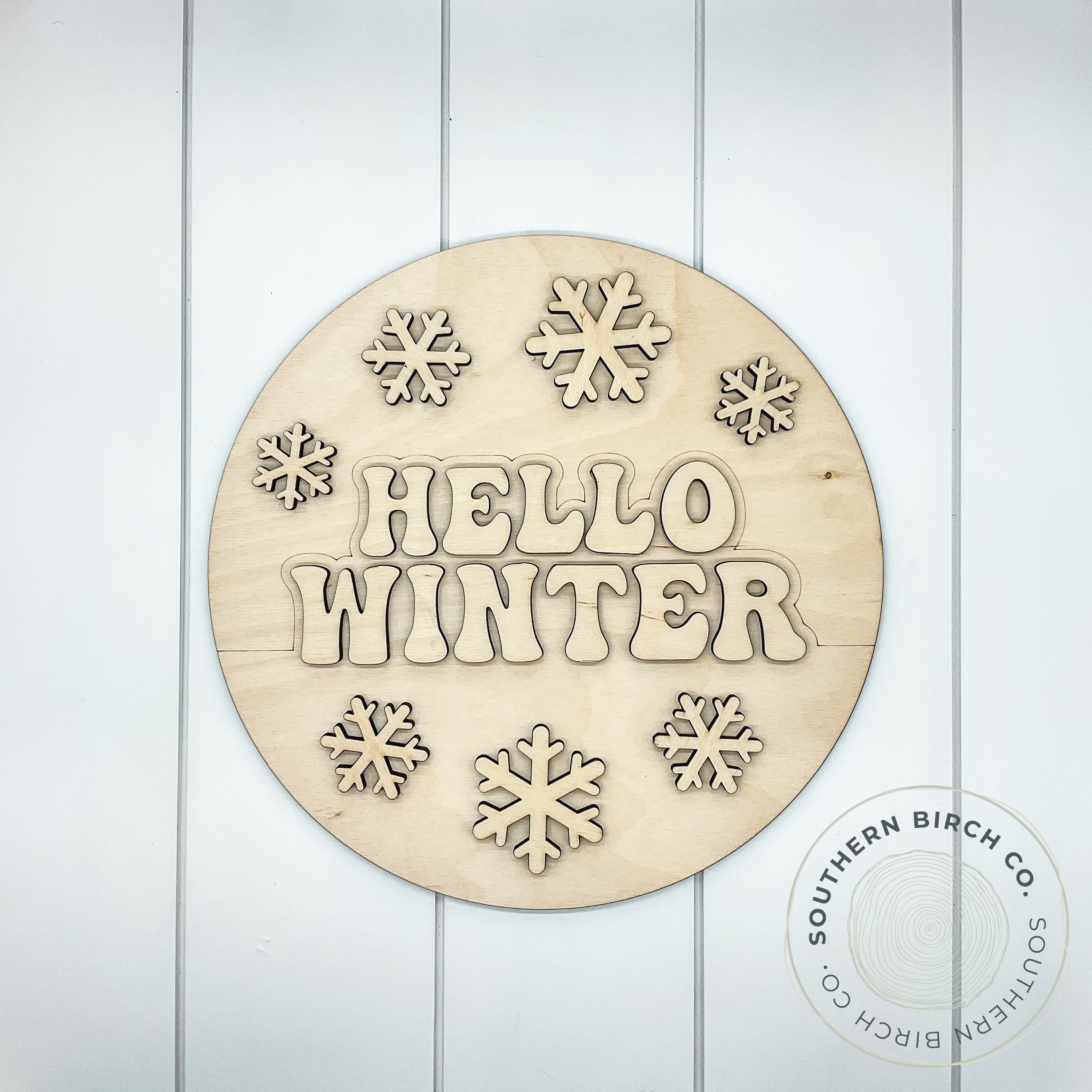 Hello Winter 3D Round Blank (Retro)