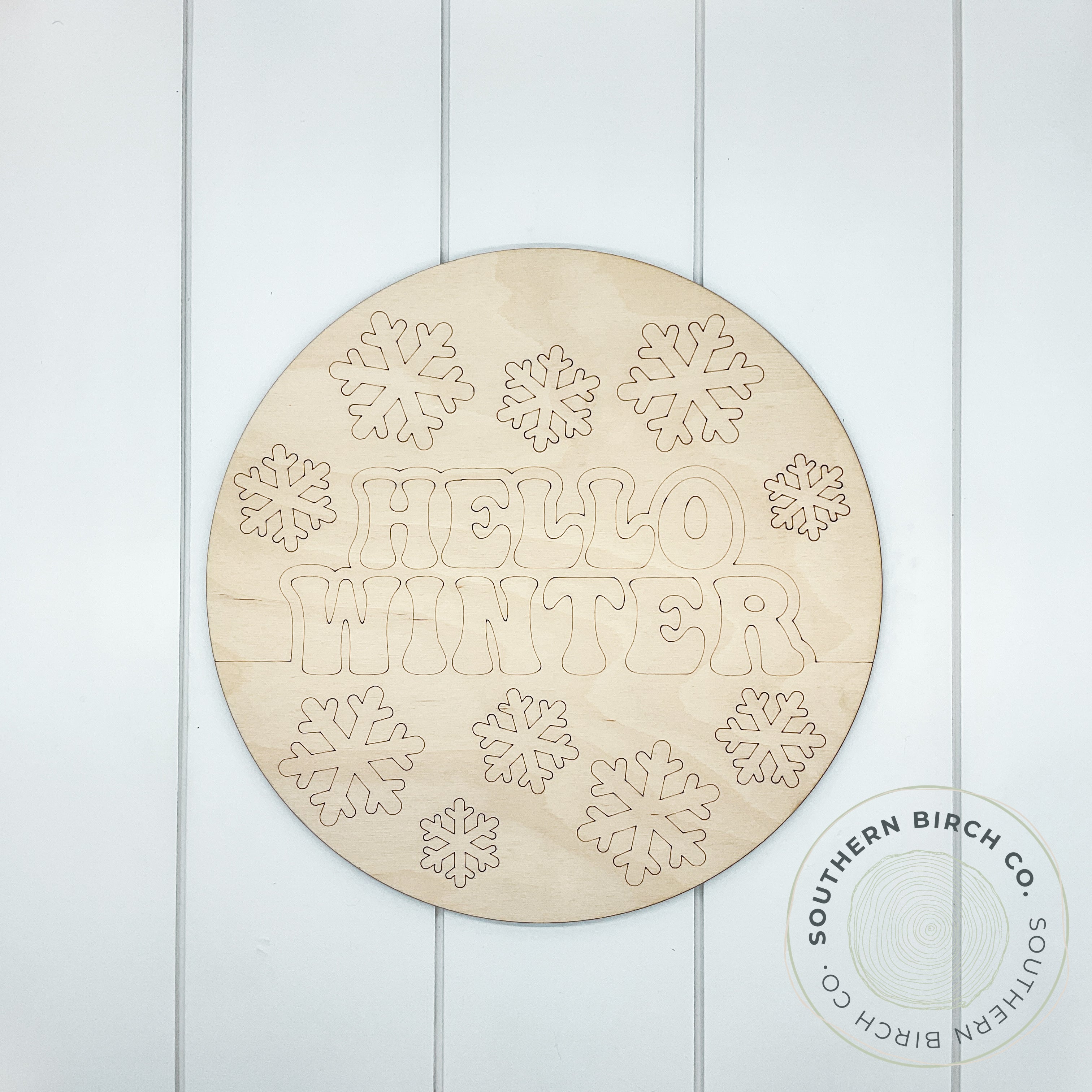 Hello Winter Etched Round Blank (Retro)