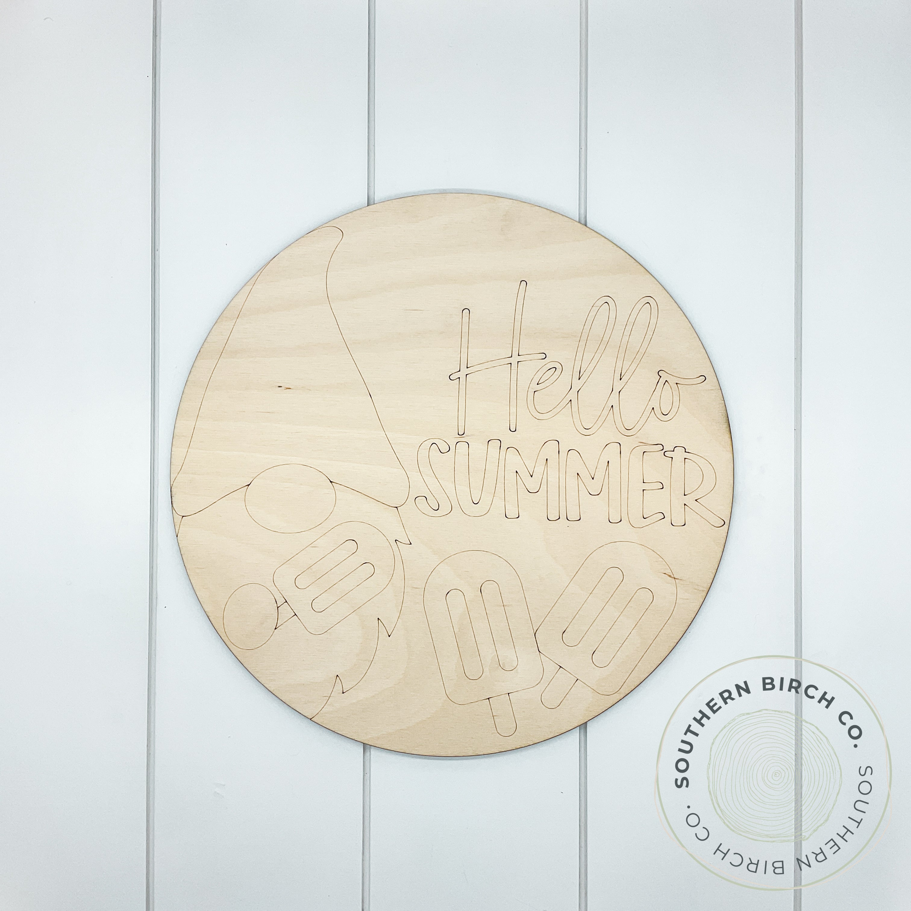 Hello Summer Etched Round Blank (Gnome)