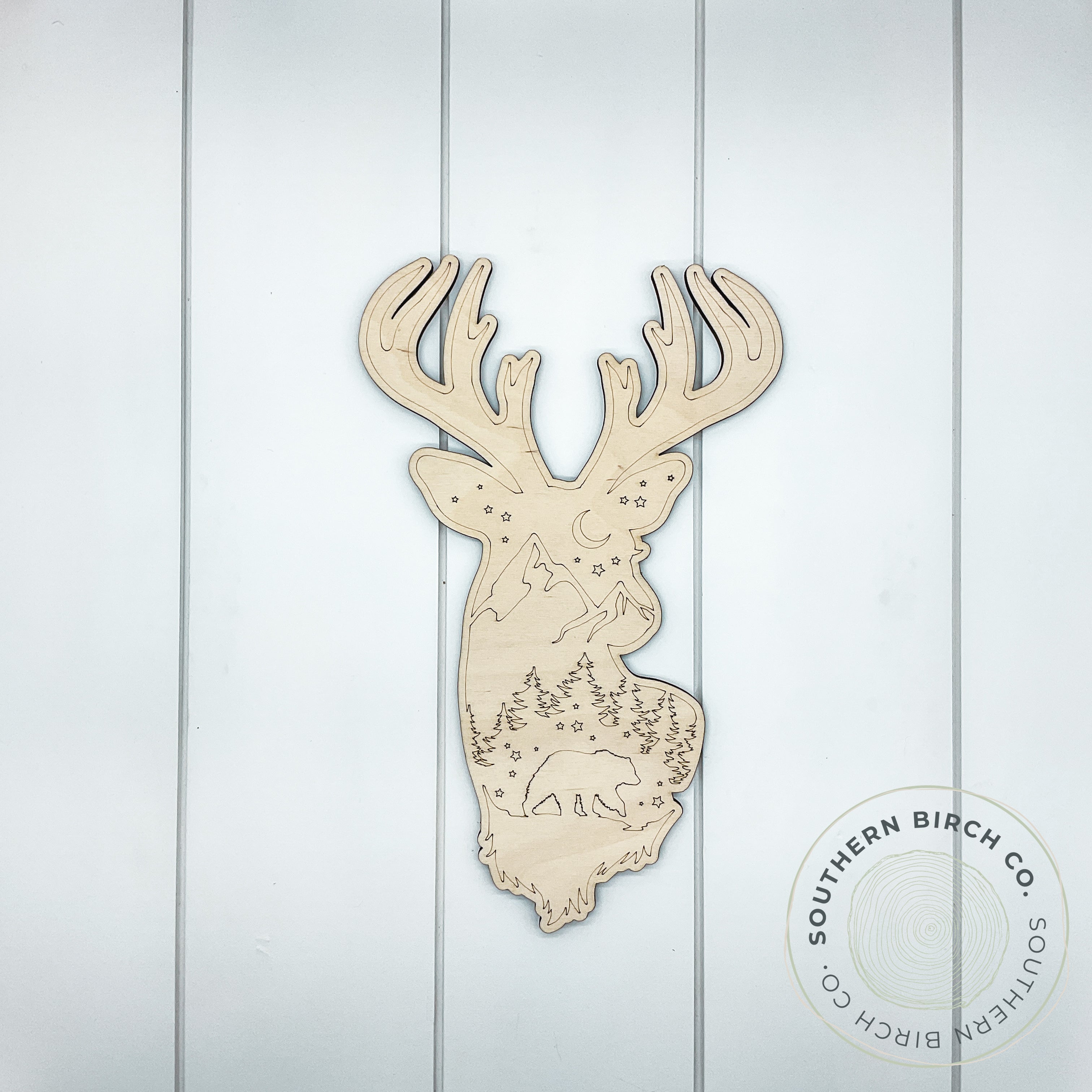 Deer Head Etched Blank (Mountains)