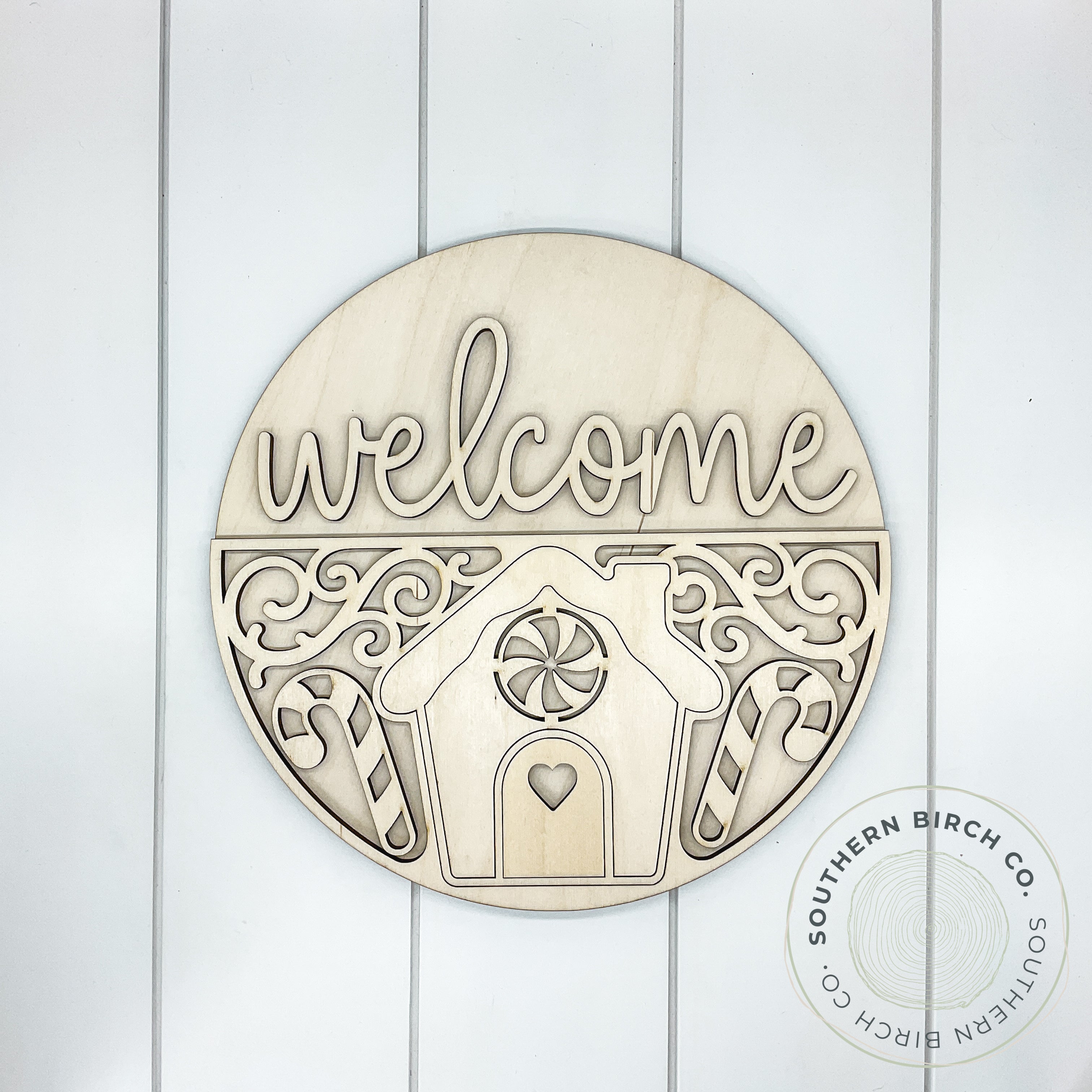 Welcome 3D Round Blank (Gingerbread House)
