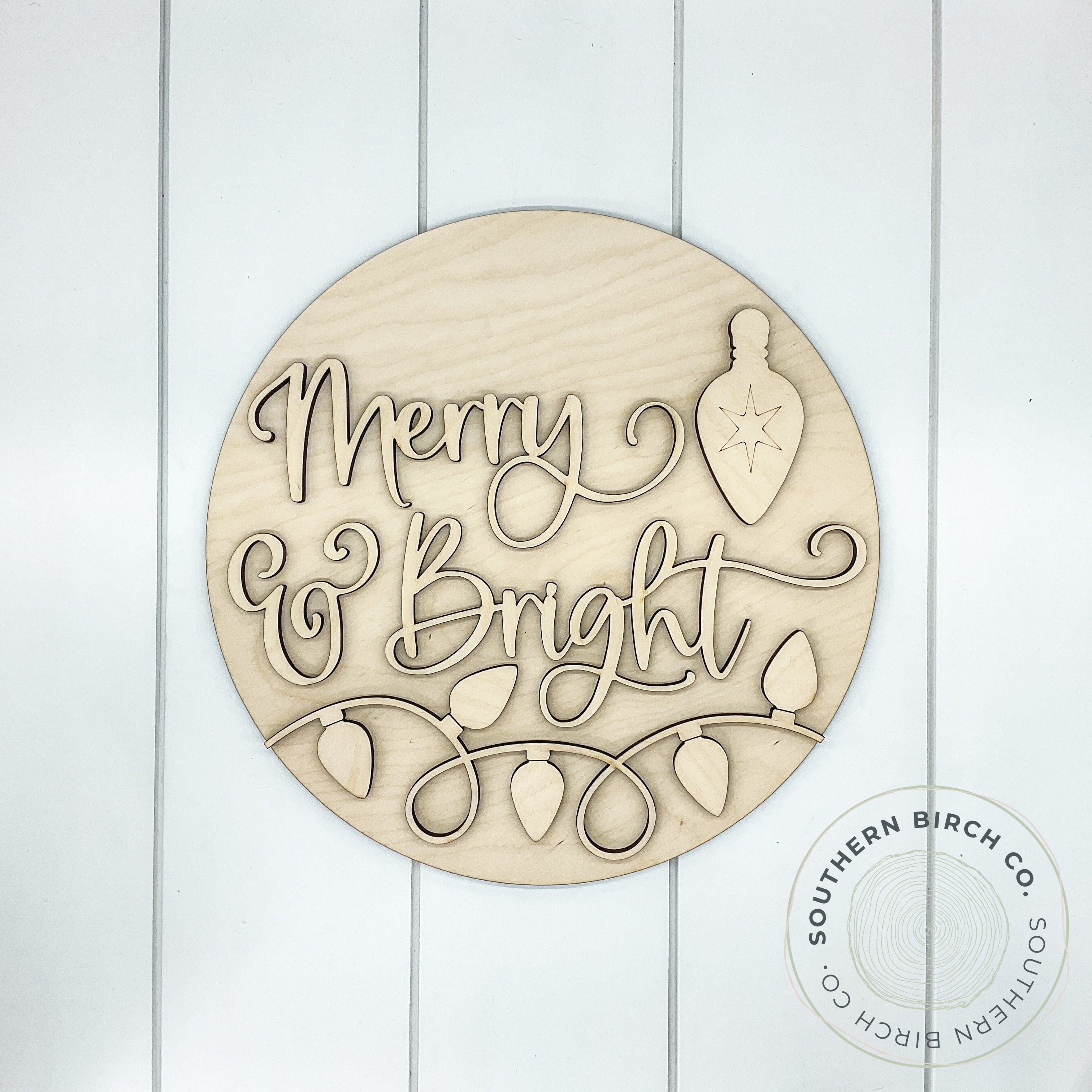 Merry & Bright 3D Round Blank (Ornament)