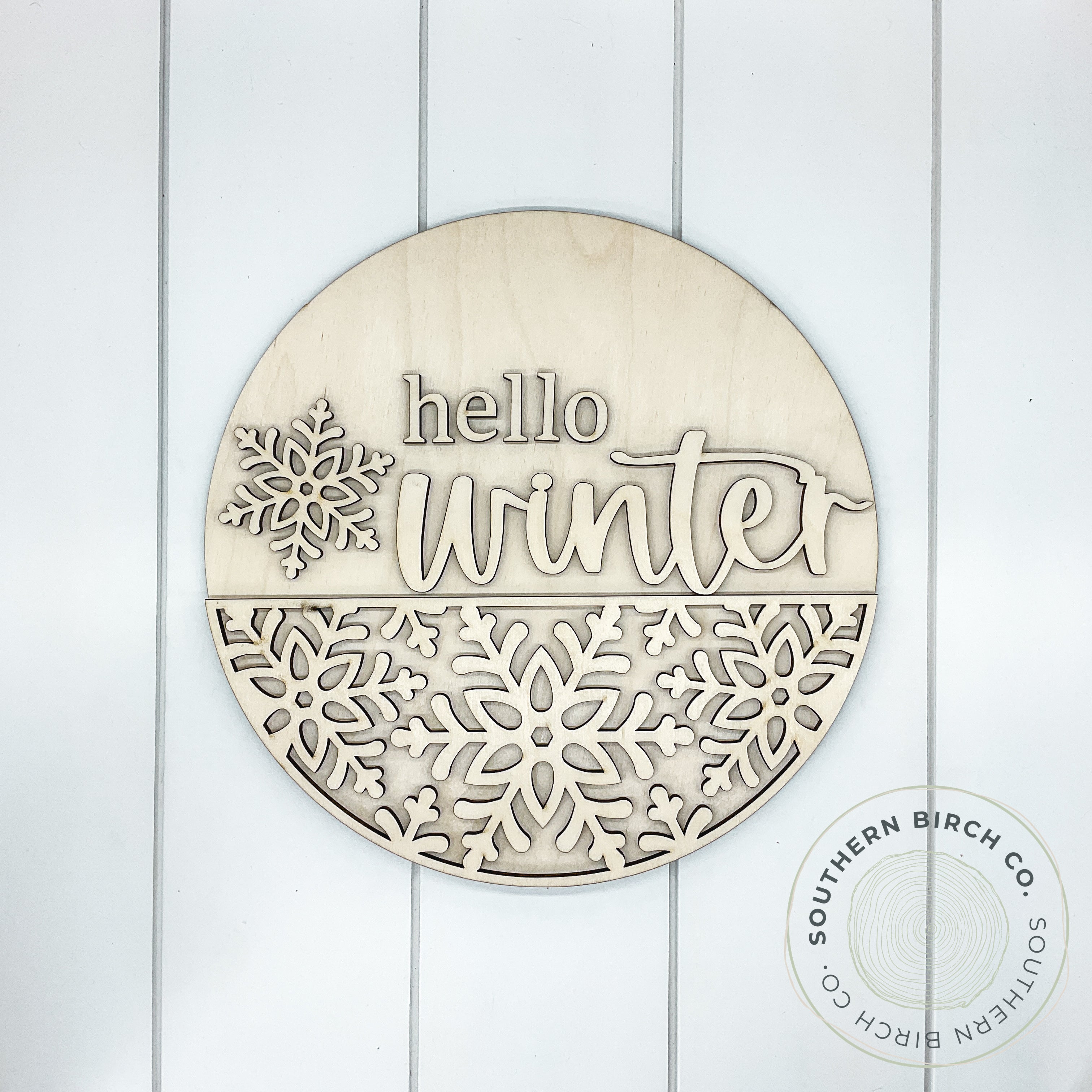 Hello Winter 3D Round Blank (Snowflake Half)