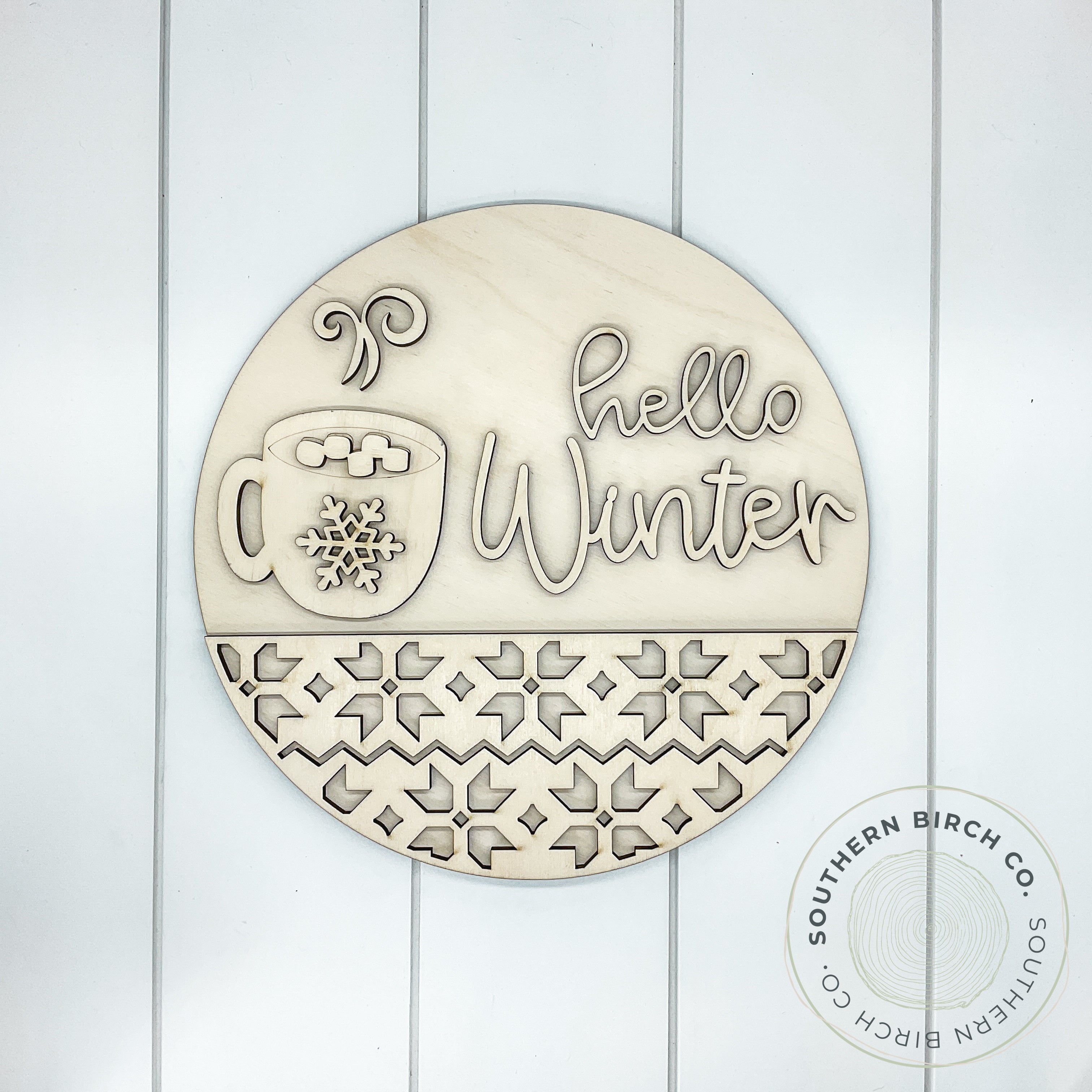 Hello Winter 3D Round Blank (Hot Chocolate)