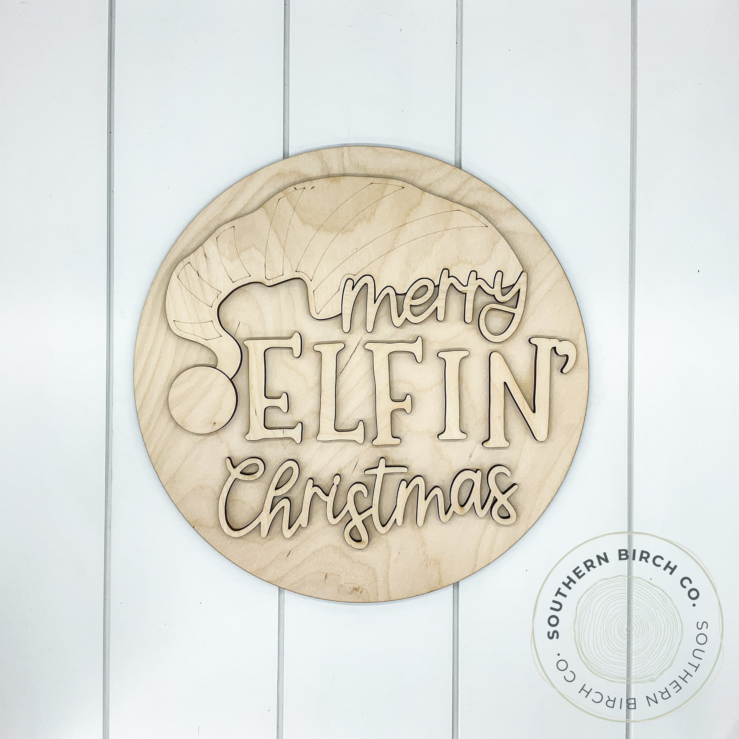 Merry Elfin Christmas 3D Round Blank