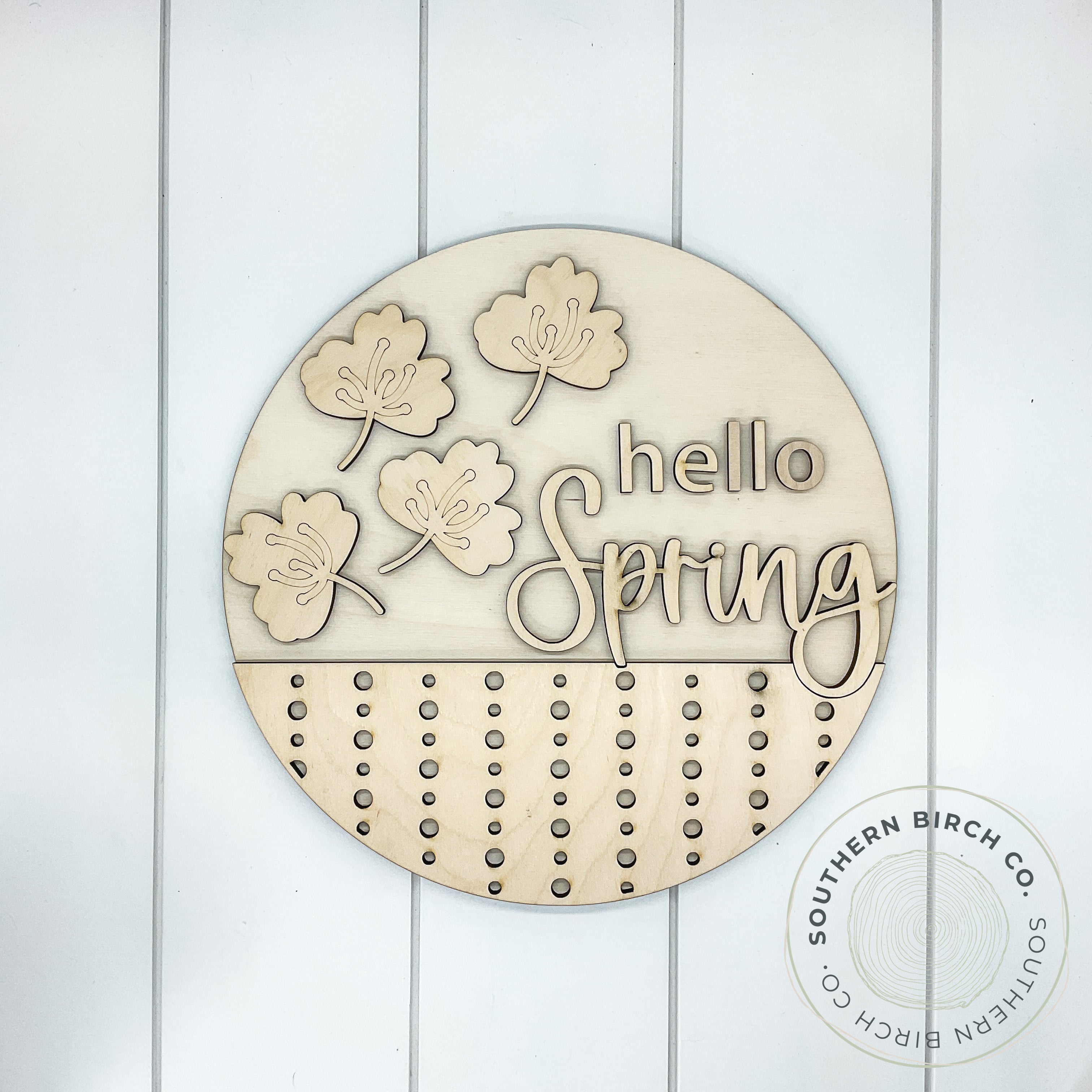 Hello Spring 3D Round Blank (Falling Flowers)