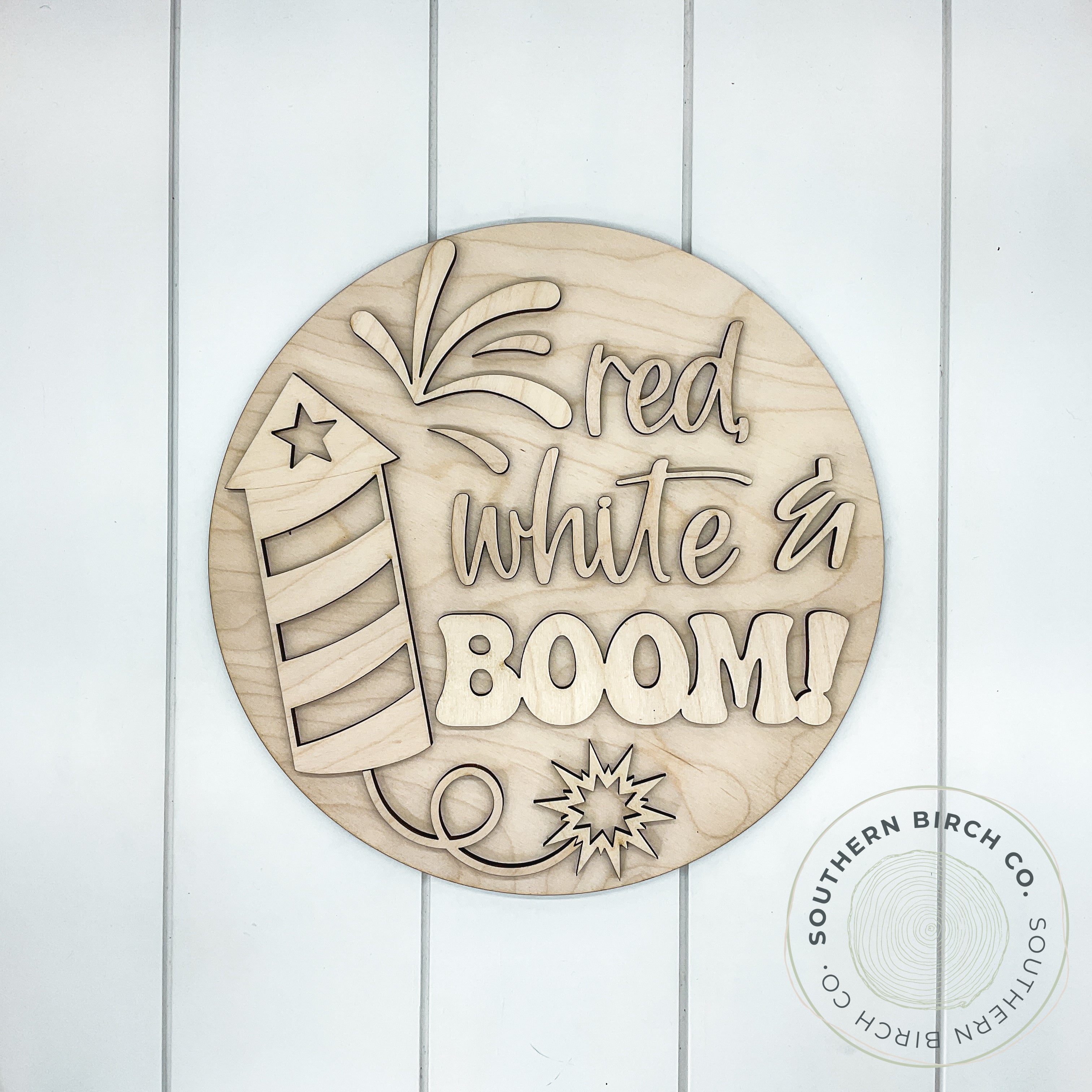 Red White & Boom 3D Round Blank